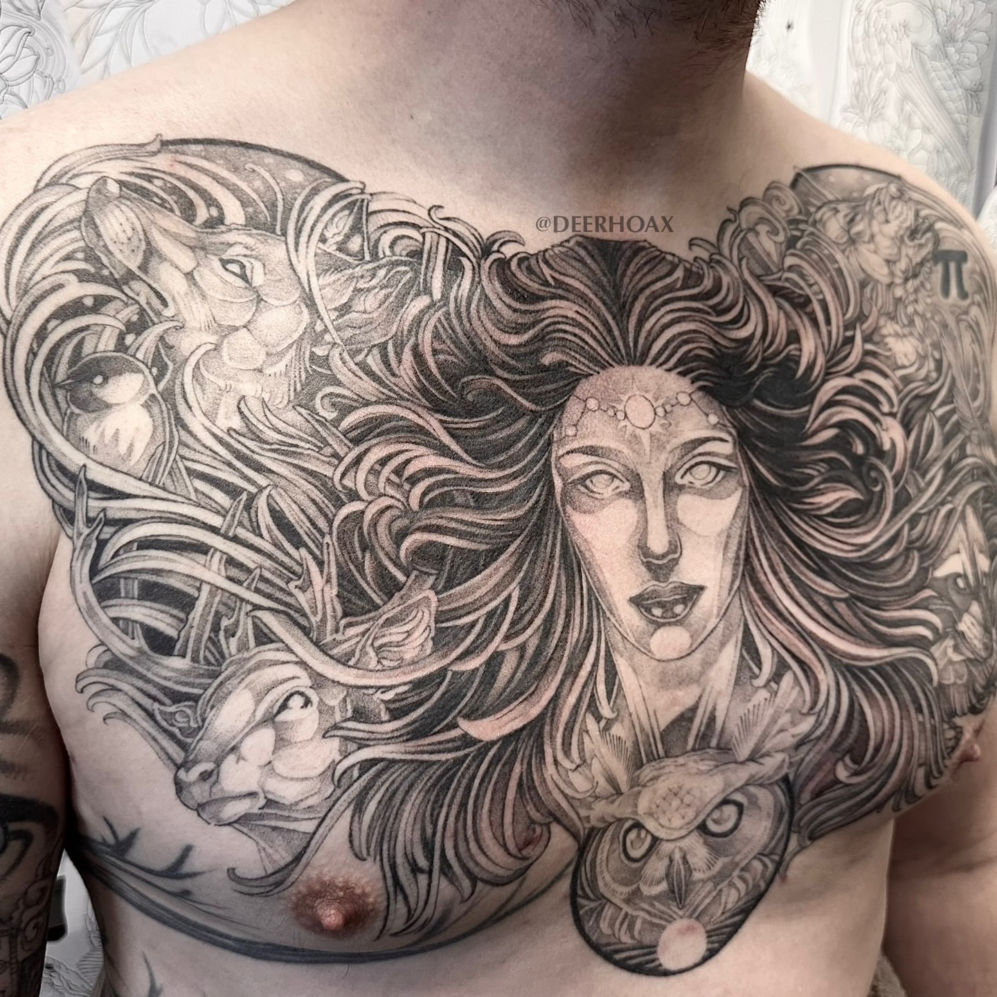 Tattoo by @deerhoax — black_and_grey, realism