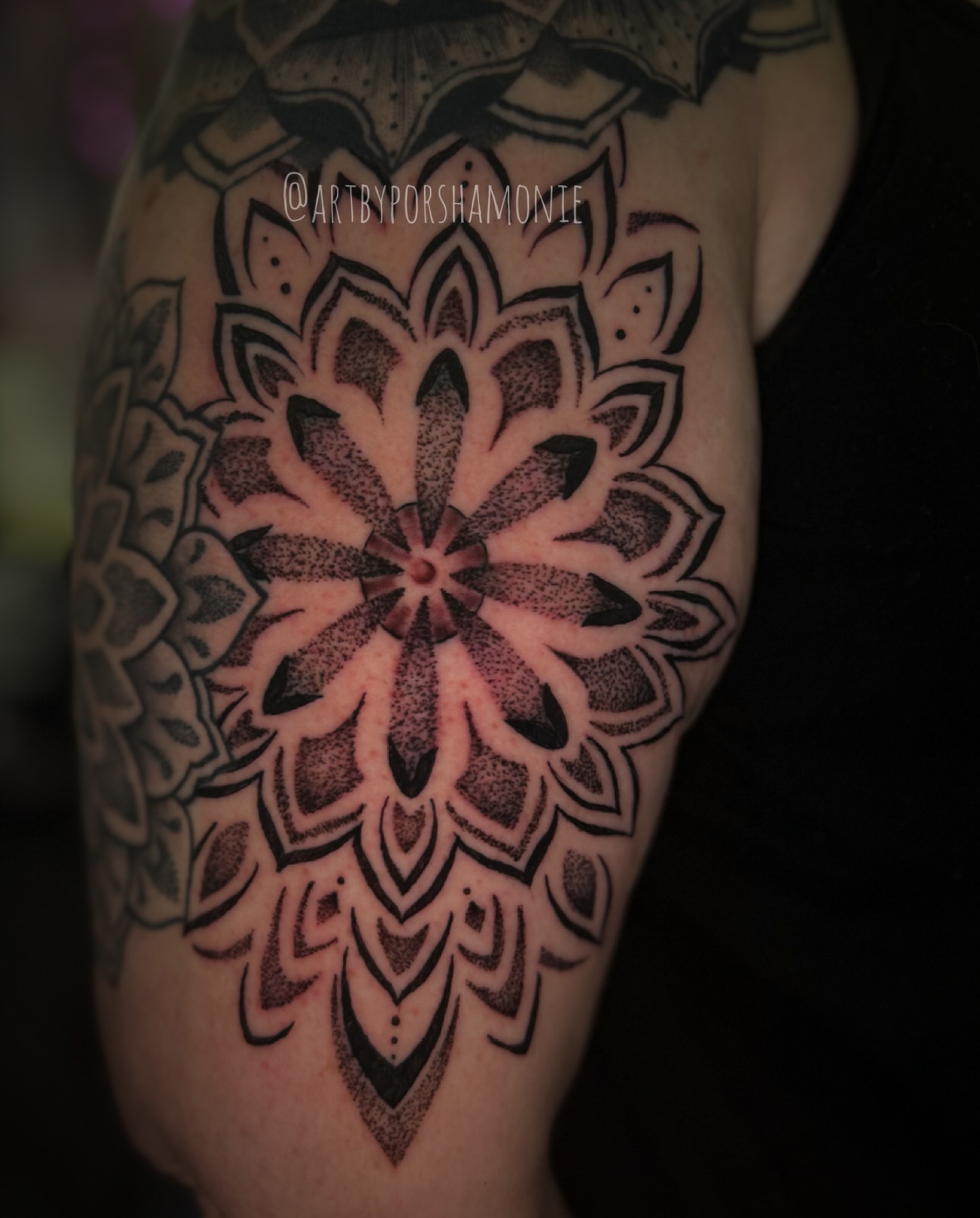 Mandala dotwork tattoo on the forearm by Porshamonie' THE Tattoo ARTIST