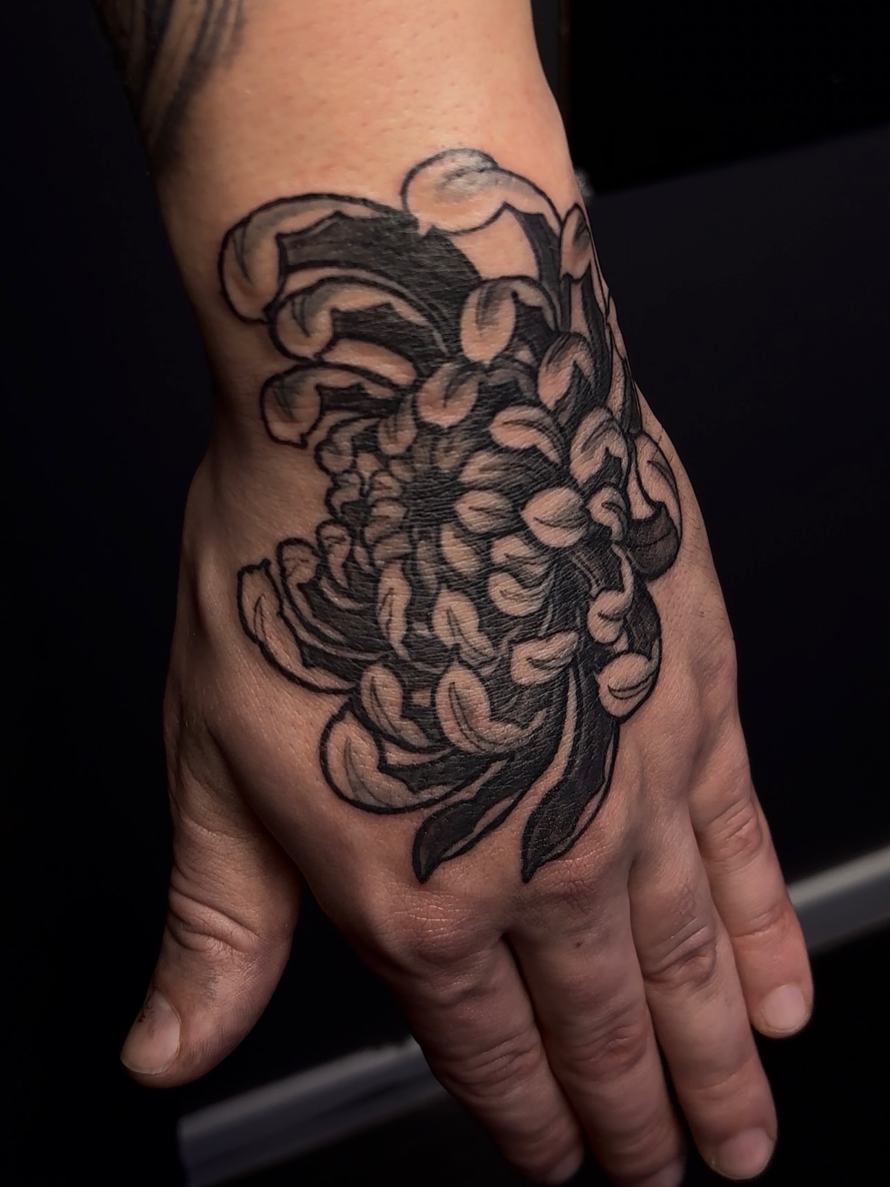 Chrysanthemum black and grey tattoo on the hand by πͺππππ π¨ππππππ
ππ π΅π, West Hempstead, New York