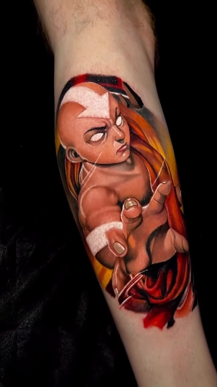 Aang from Avatar: The Last Airbender anime tattoo by Edward best