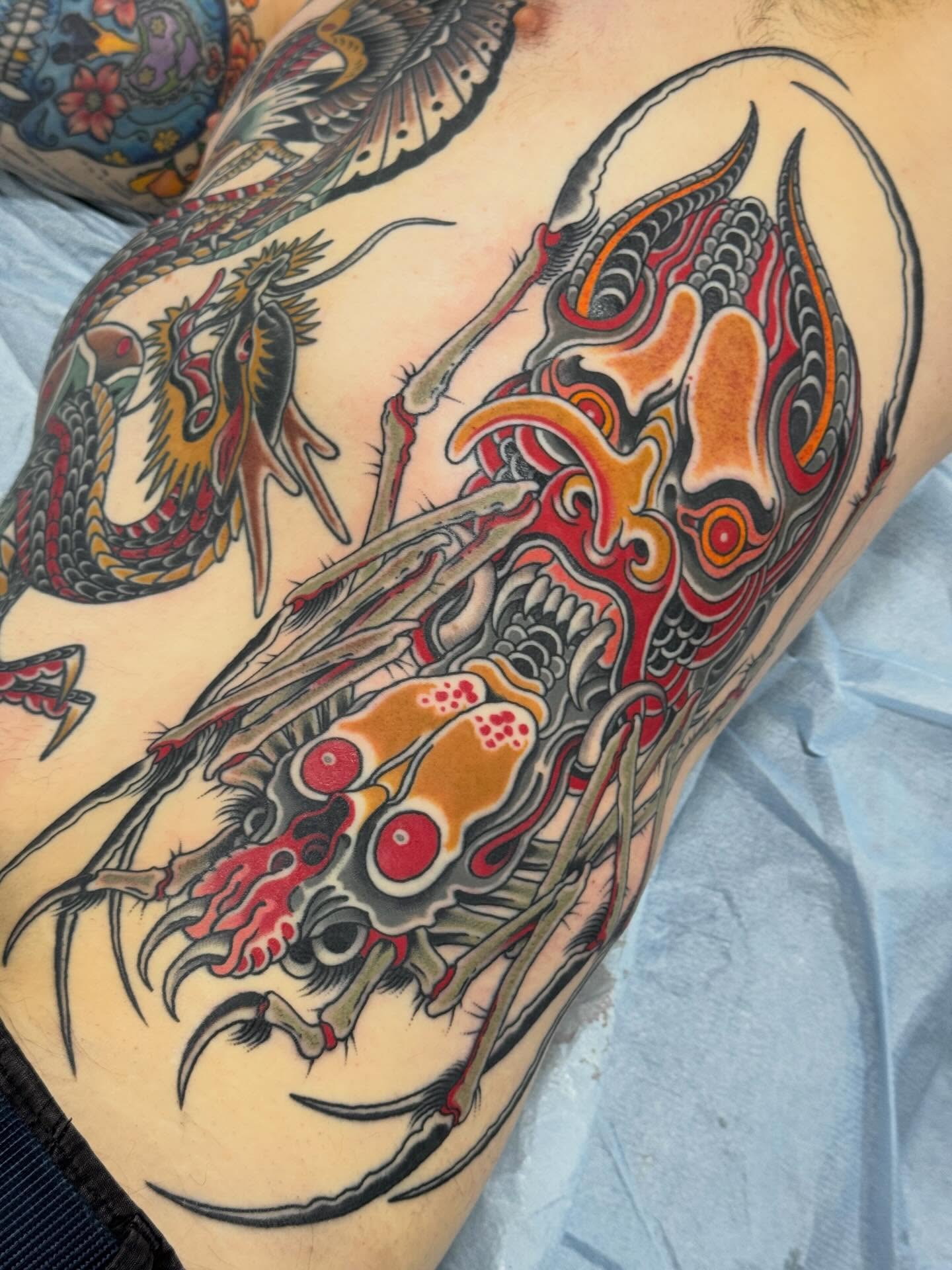 Tattoo by @dereknoble36 — american_traditional, japanese_irezumi