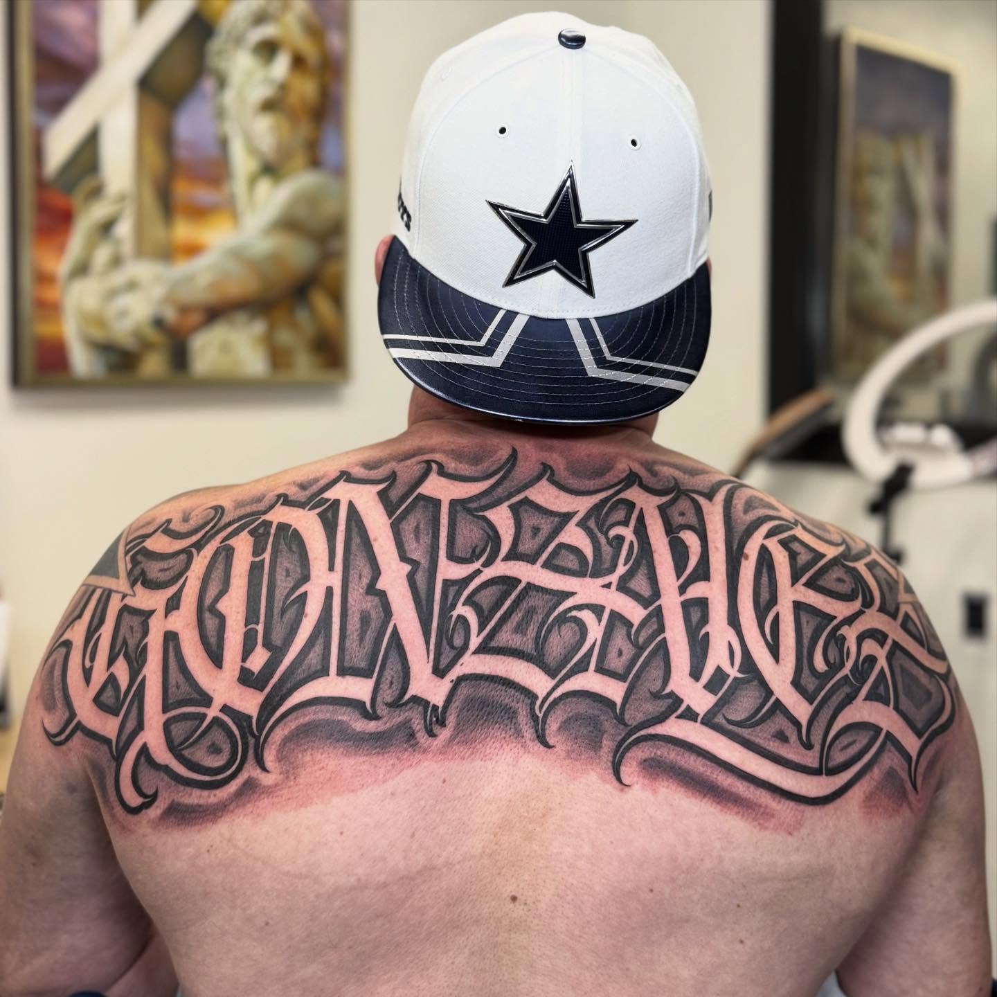 Script lettering lettering script tattoo on the back by @nickysix86