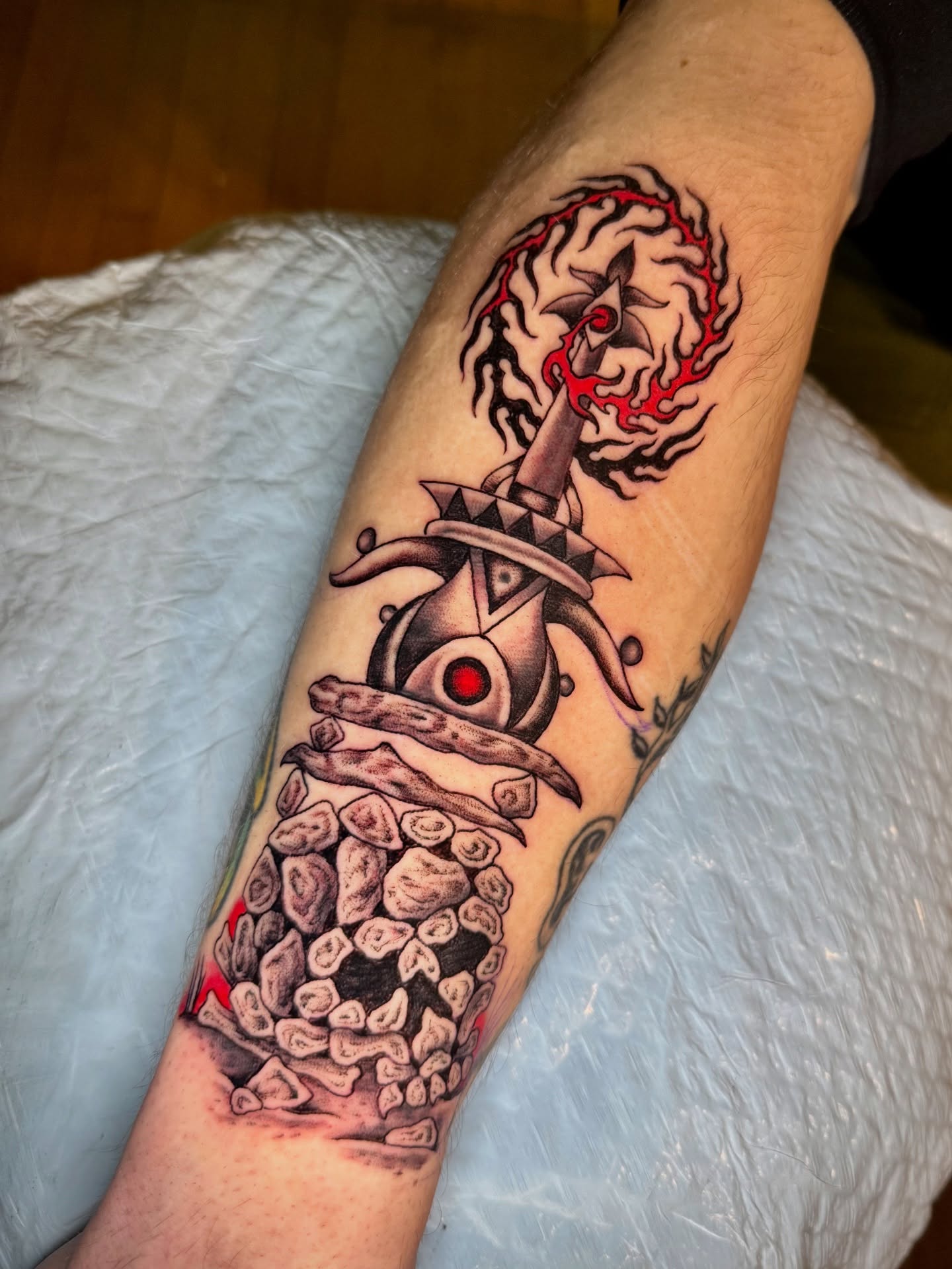Tattoo by @jacobjamesk — american_traditional, dotwork