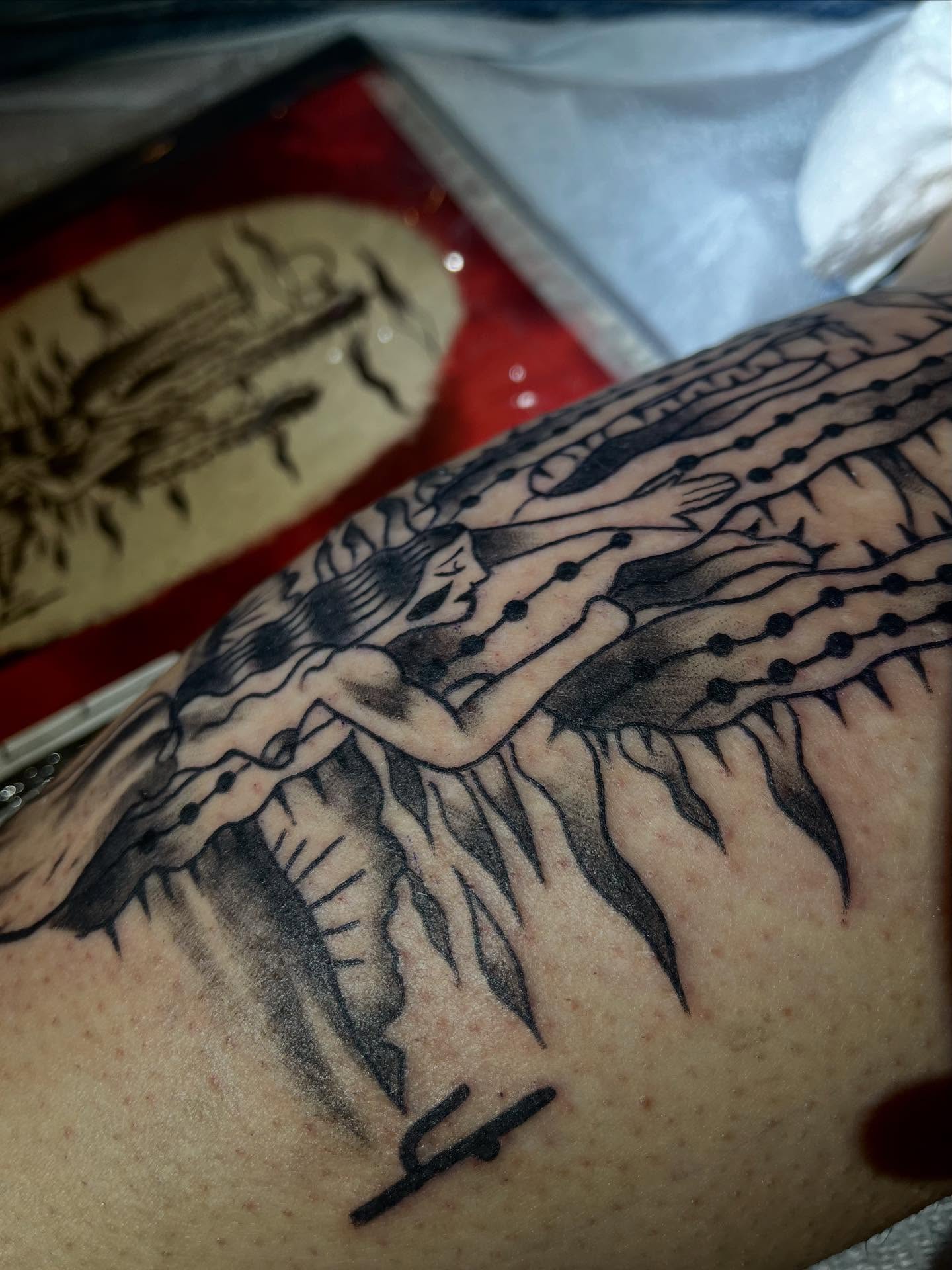 Tattoo by @bloodnfate — black_and_grey, realism