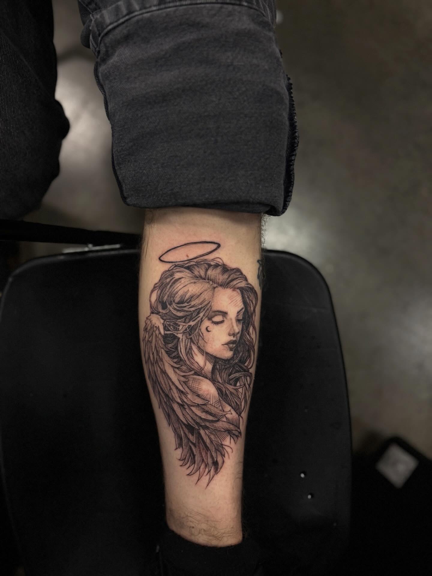 Tattoo by @donangeloxx โ black_and_grey