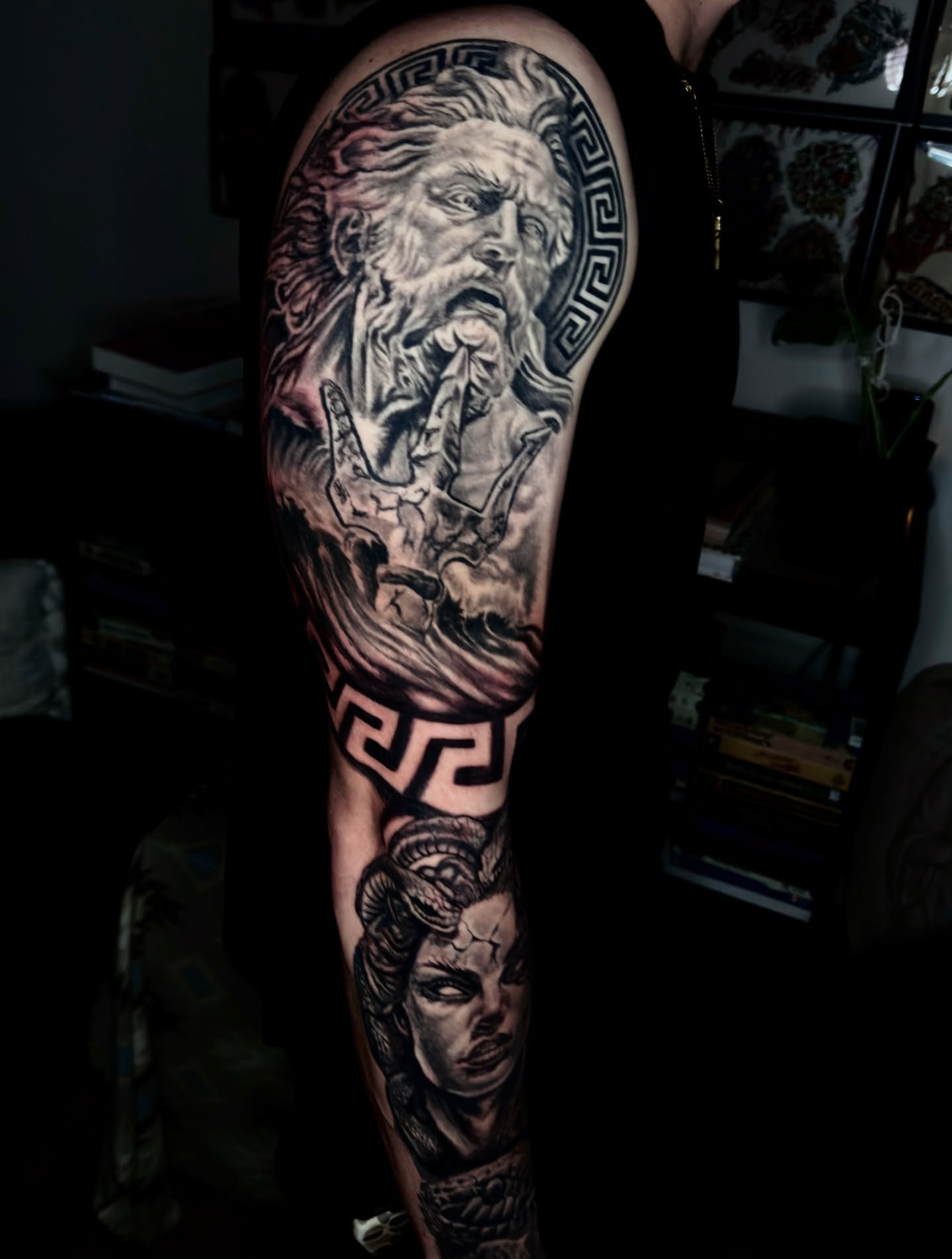 God-like figure realism tattoo on the forearm by Butz Tattoos