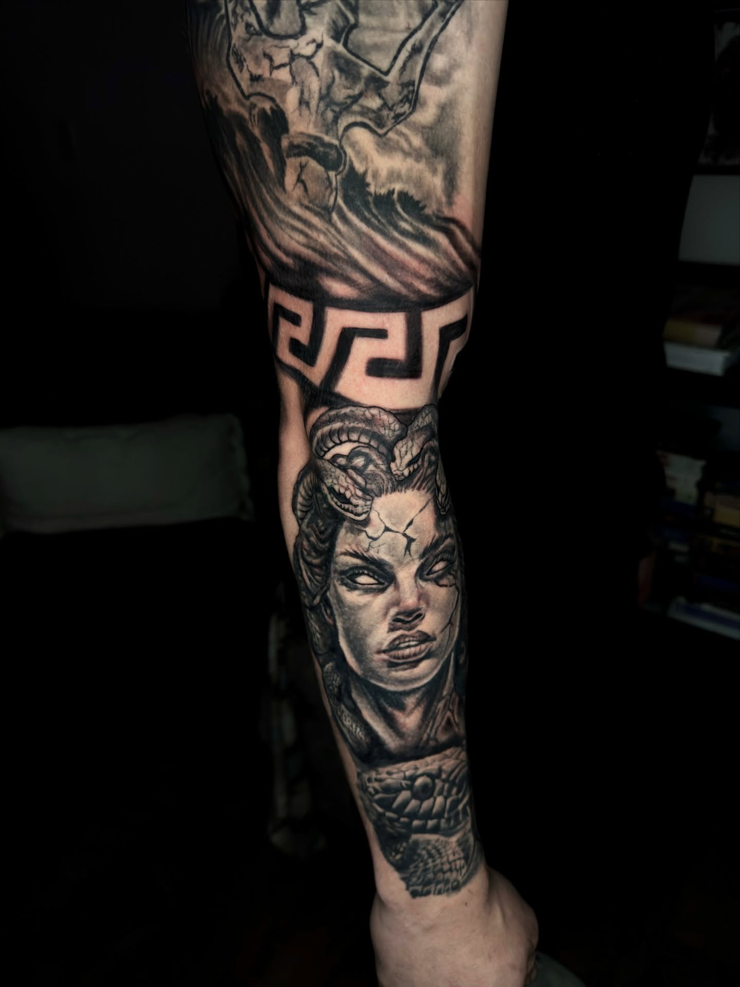 Woman's face realism tattoo on the forearm by Butz Tattoos