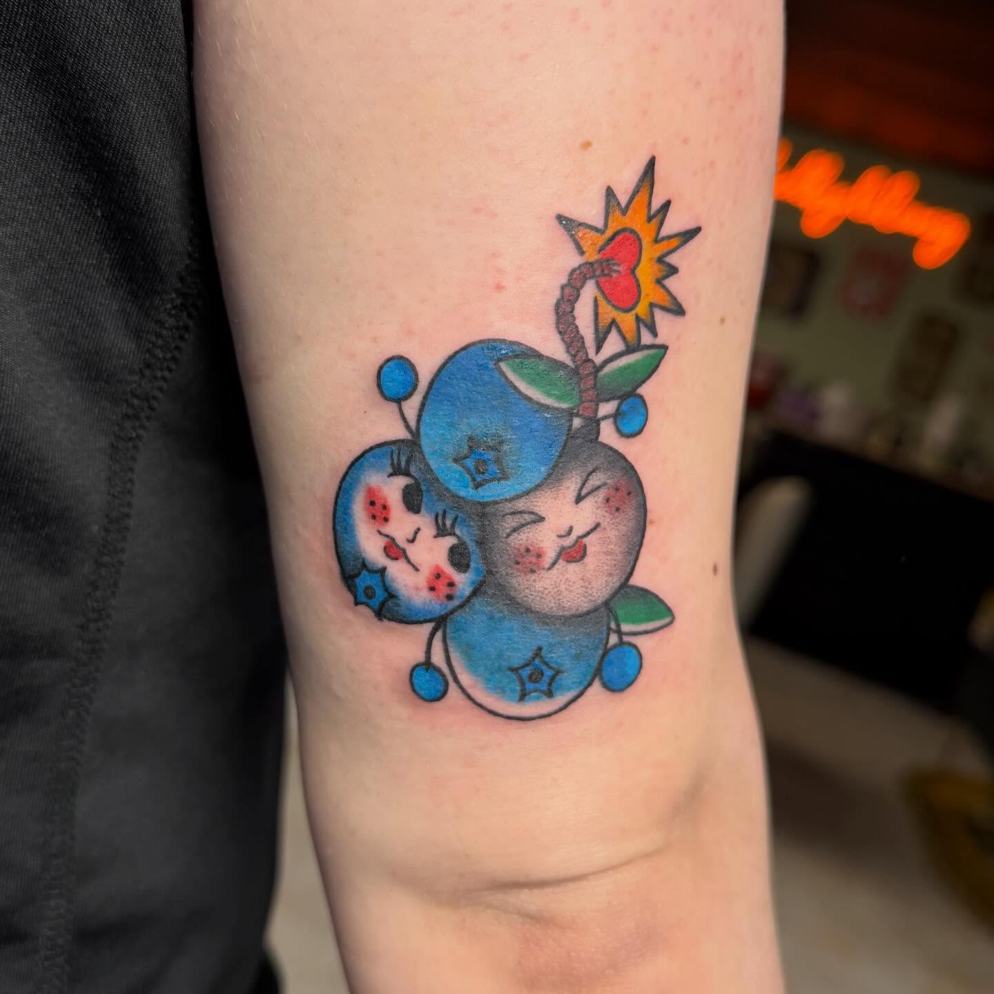 Kawaii characters new school tattoo on the forearm by Abby