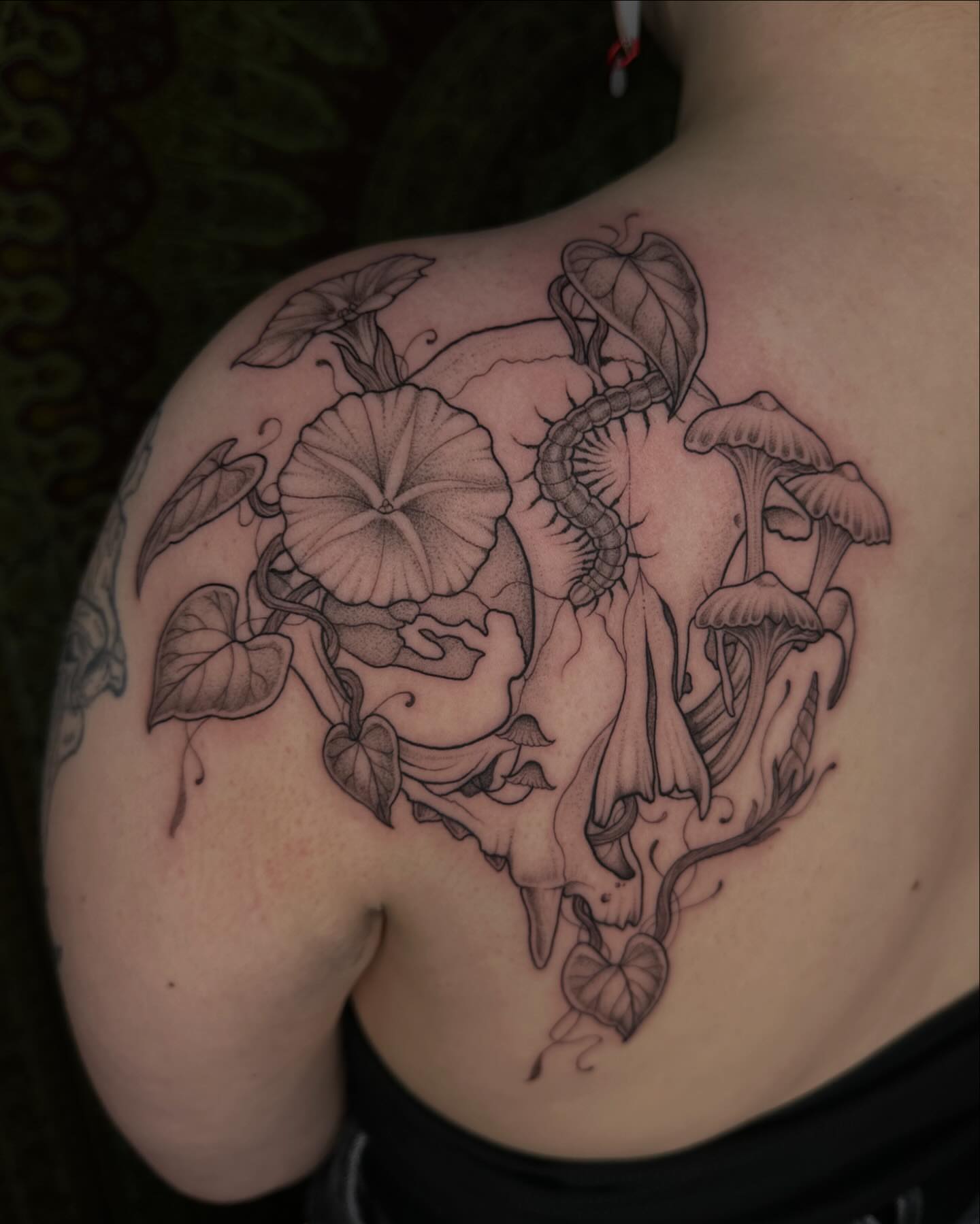 Tattoo by @mushrooomqueen — black_and_grey, realism