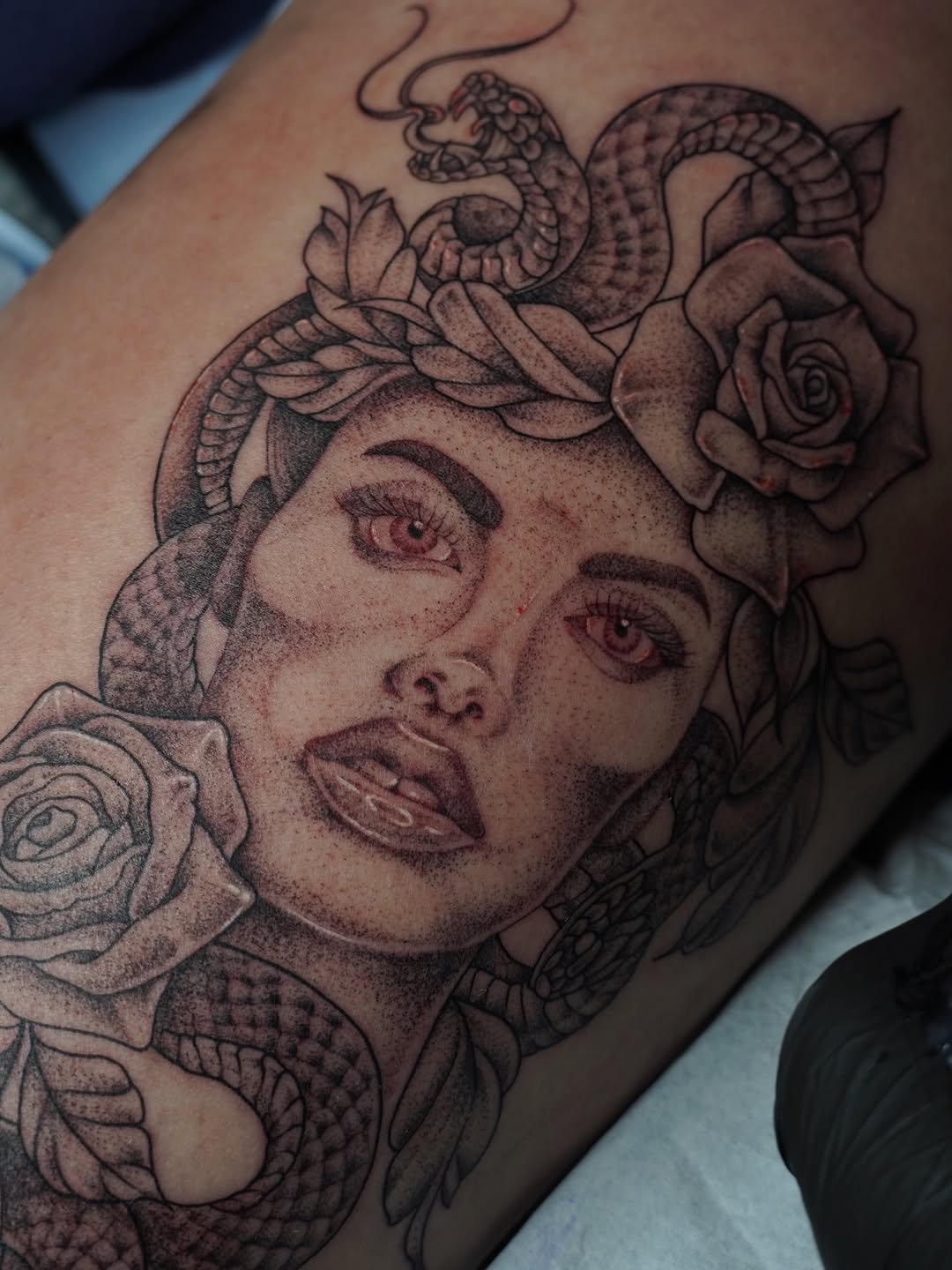 Tattoo by @no_caps_tattoo — dotwork, chicano