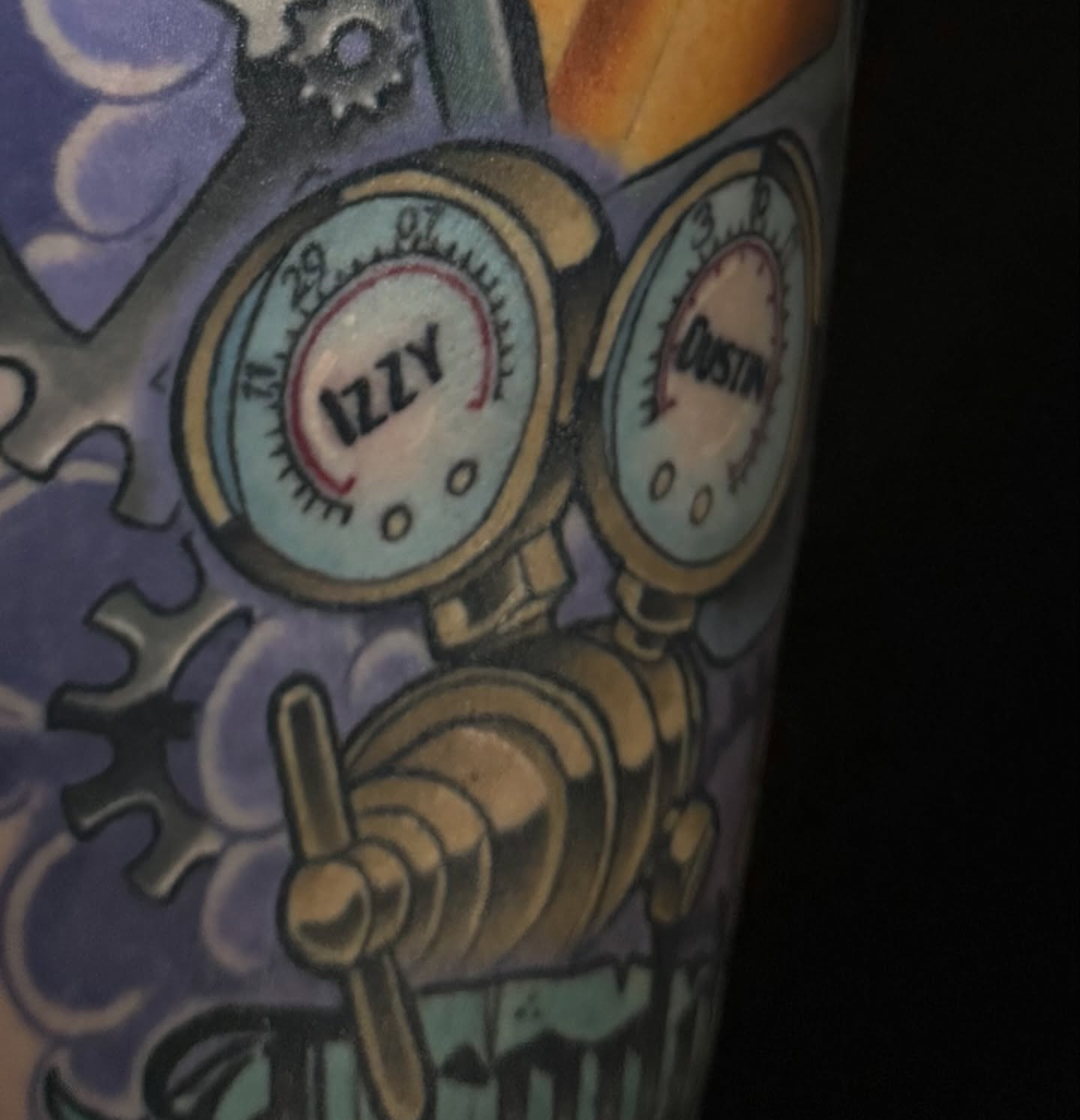 Pressure gauges geometric tattoo on the forearm by taylor mills