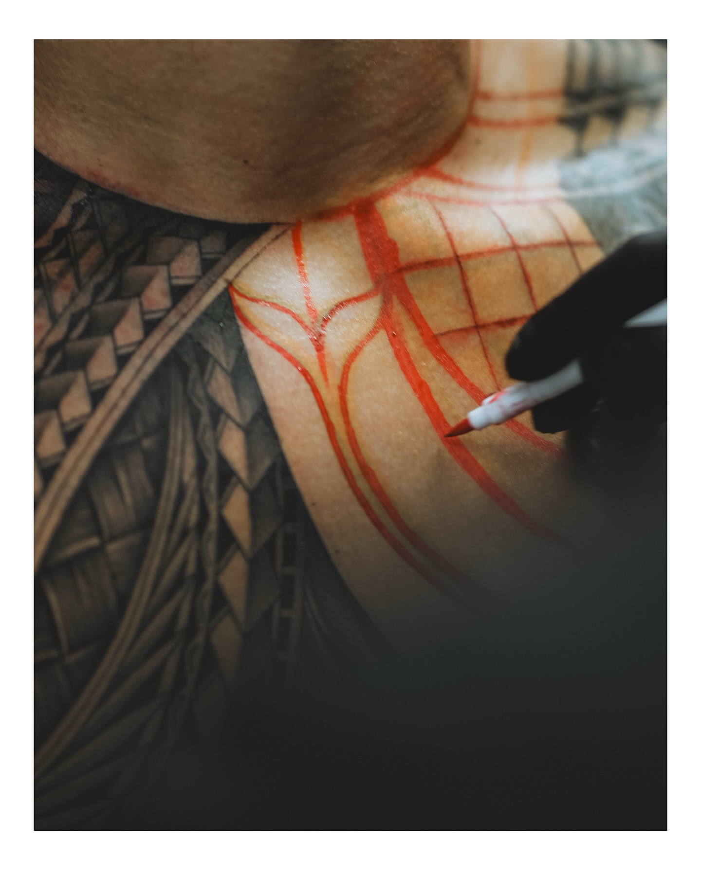 Geometric pattern geometric tattoo on the torso by TATTOOS by DESMOND
