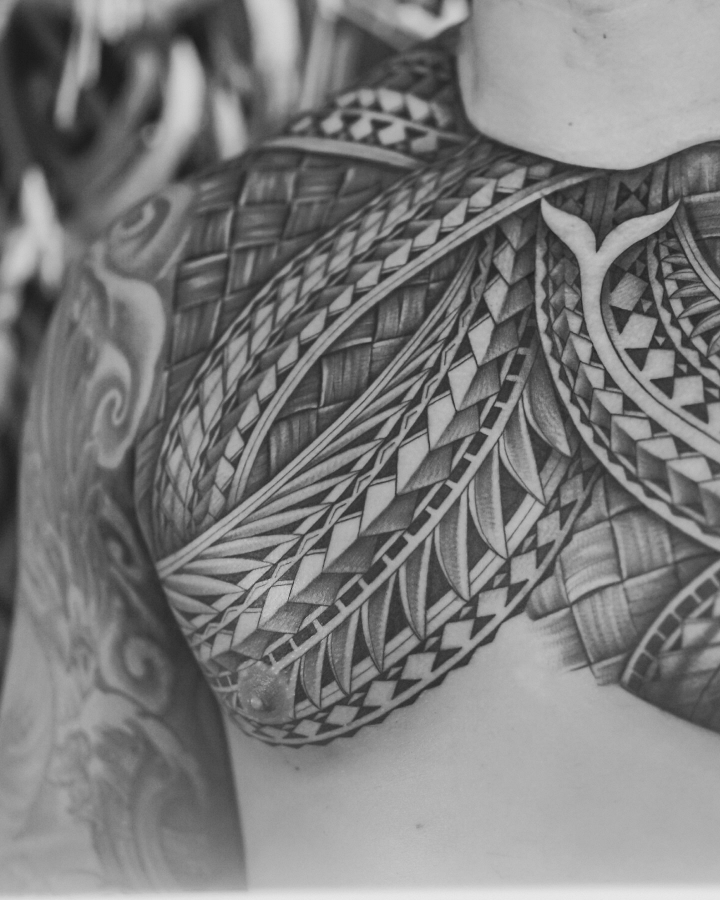 Geometric patterns geometric tattoo on the shoulder by TATTOOS by DESMOND