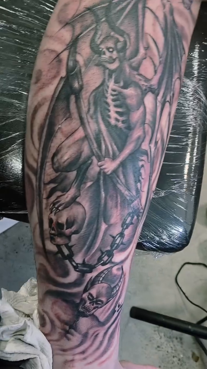 Tattoo by @sarck_hardlifestyle β dark_realism, black_and_grey