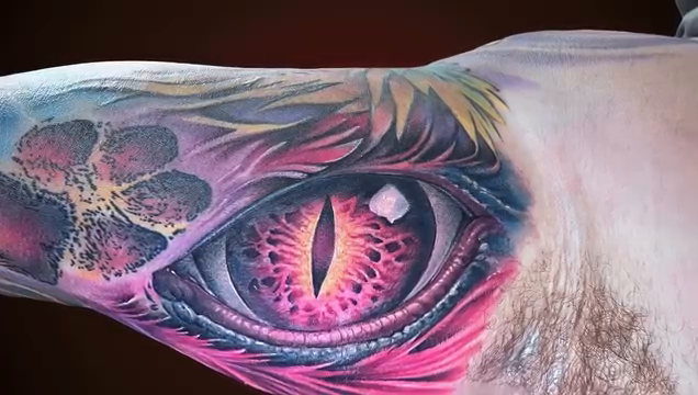 Dragon eye realism tattoo by Daniel Fisher, Berlin, New Jersey
