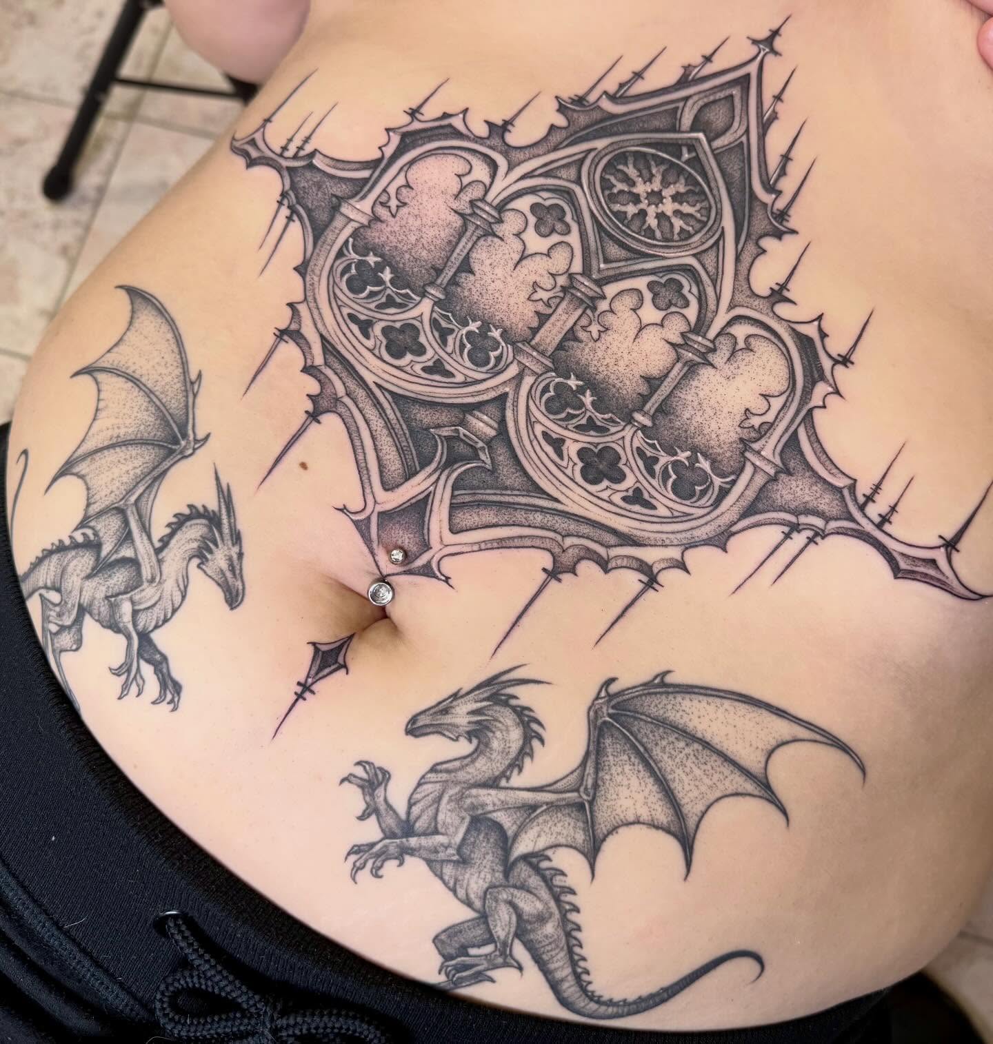Tattoo by @cascourt — dotwork, black_and_grey