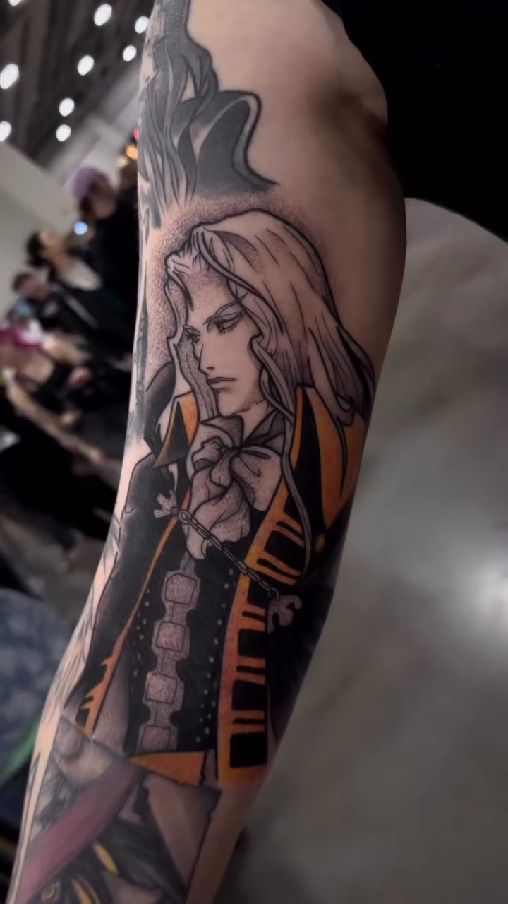 Alucard from Castlevania anime tattoo by Hades cabrera, Richmond, Virginia