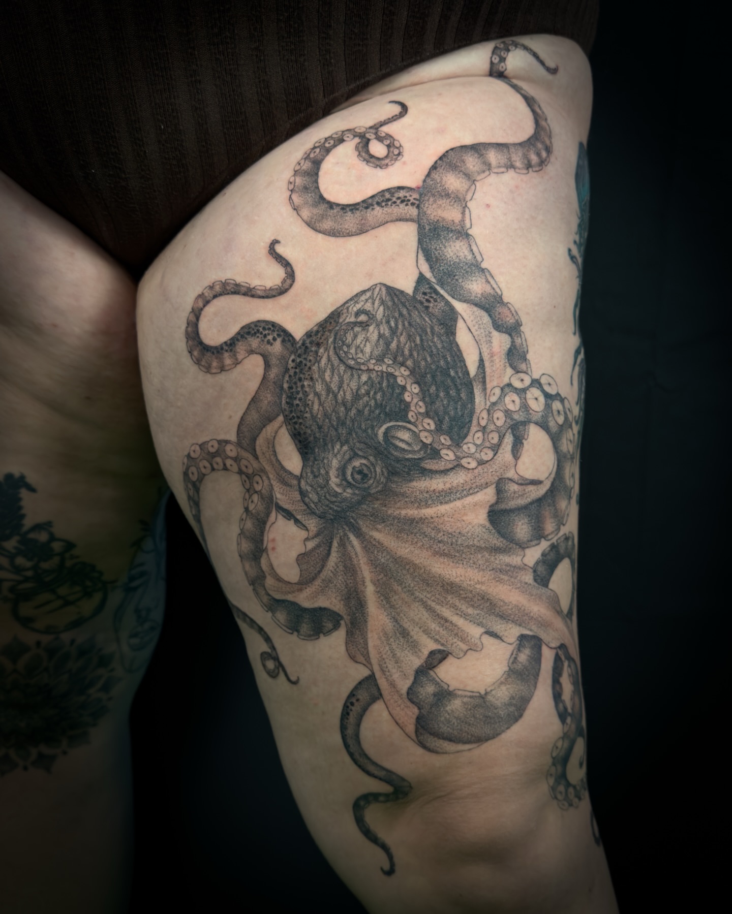 Octopus realism tattoo on the shoulder by Kevin Rotramel, Dayton, Ohio