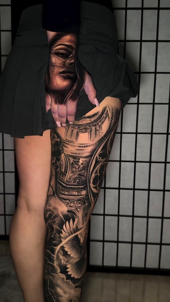 Religious and angelic imagery realism tattoo by Anthony Ramirez