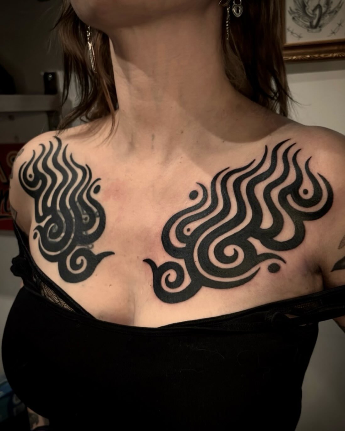 Flame tribal tattoo on the chest by π€ π
πͺ π‘ π π π© π© π π€