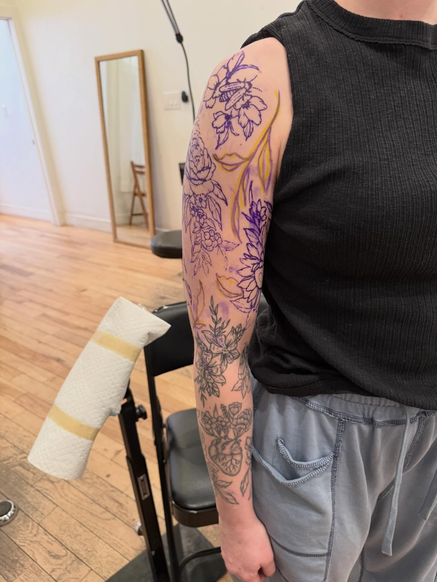 Floral arrangement new school tattoo on the forearm by Daniel Anthony, Philadelphia, Pennsylvania