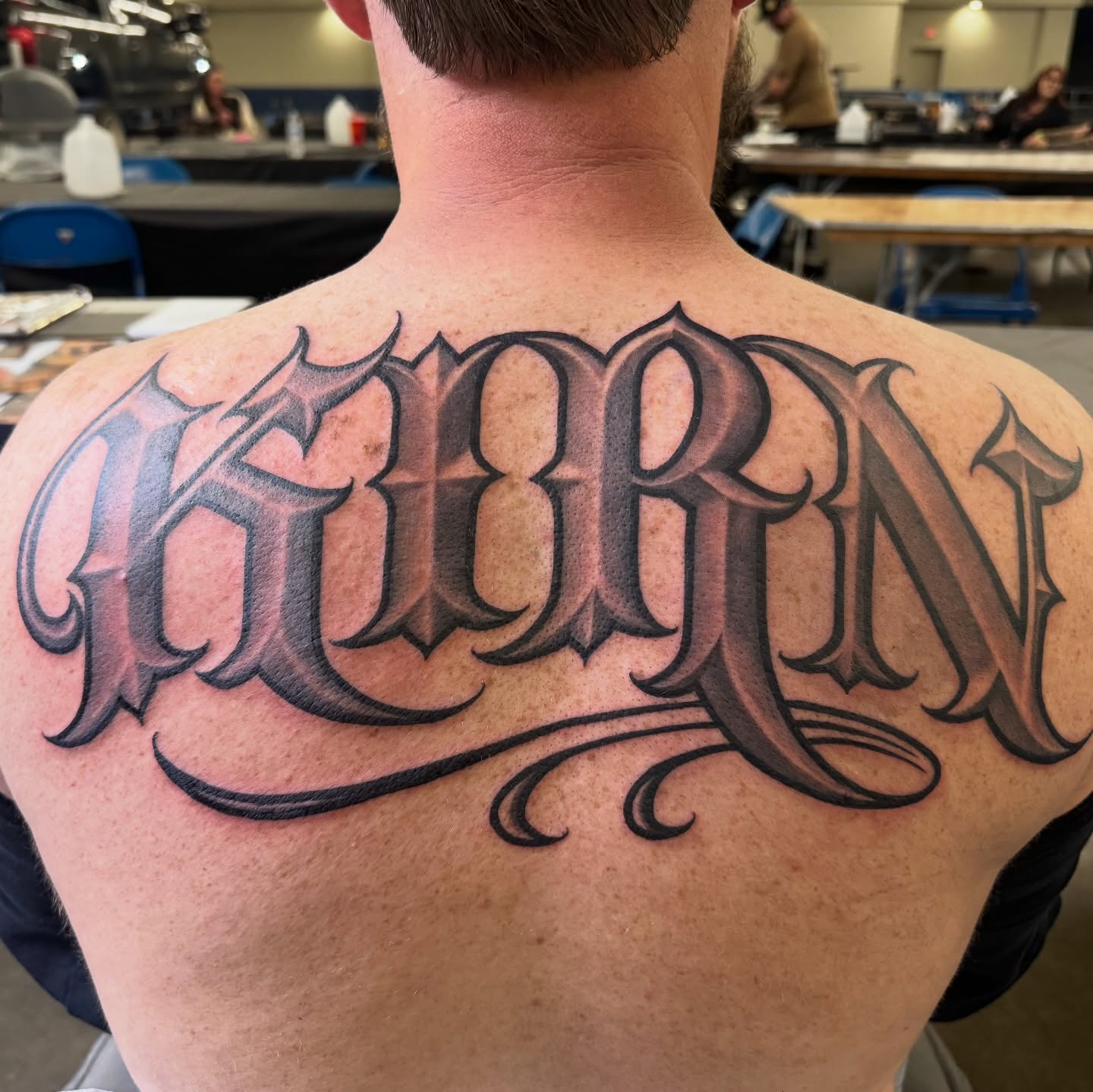 Script lettering lettering script tattoo on the back by 𝕷𝖚𝖎𝖘 𝕲ü𝖊𝖗𝖊𝖈𝖆