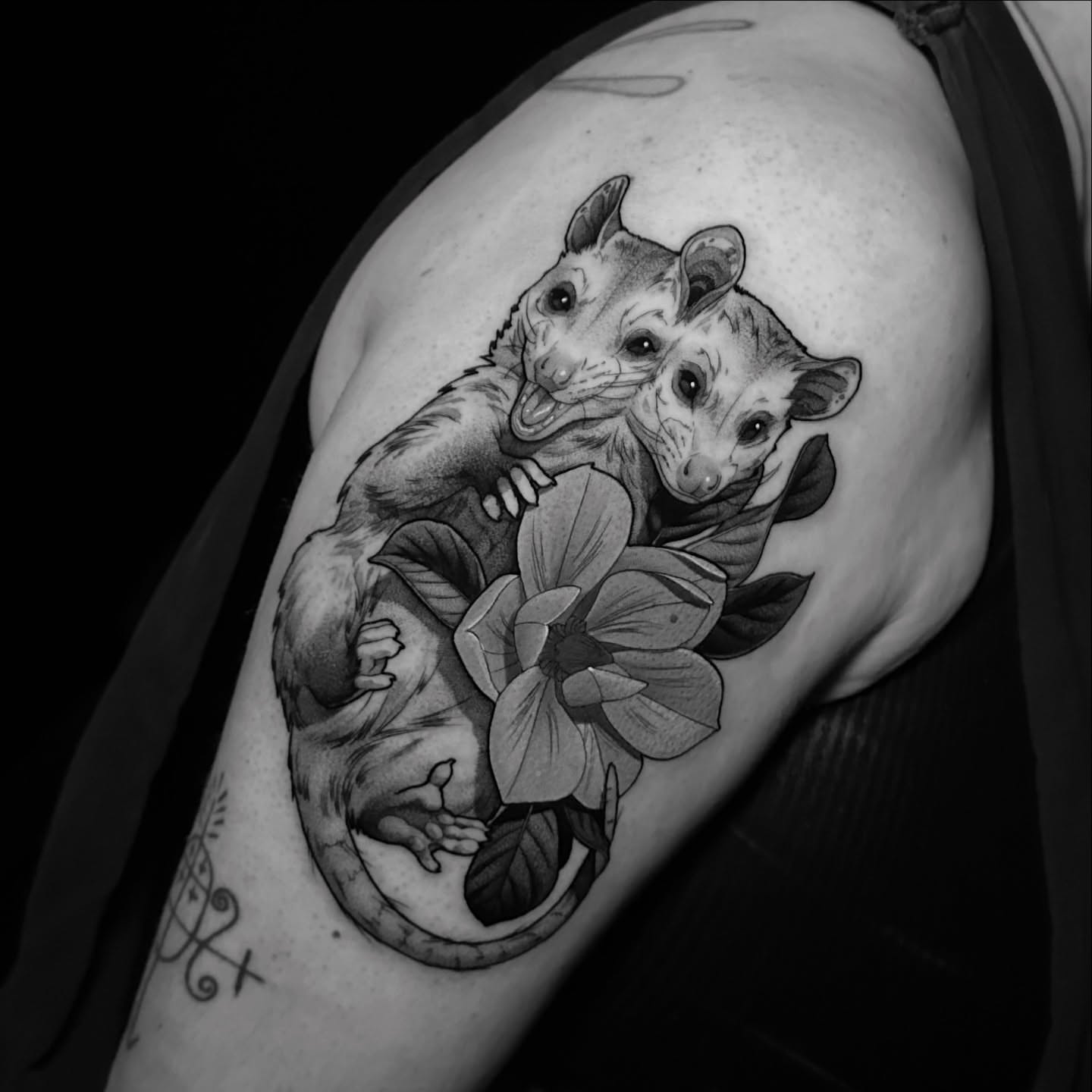 Tattoo by @tattoosandtealeaves — black_and_grey, realism