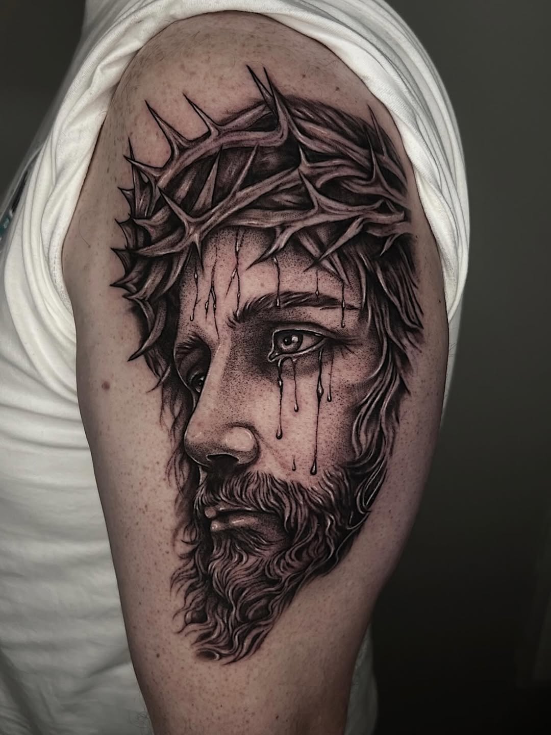 Tattoo by @brii.fletchtattoos β realism, black_and_grey