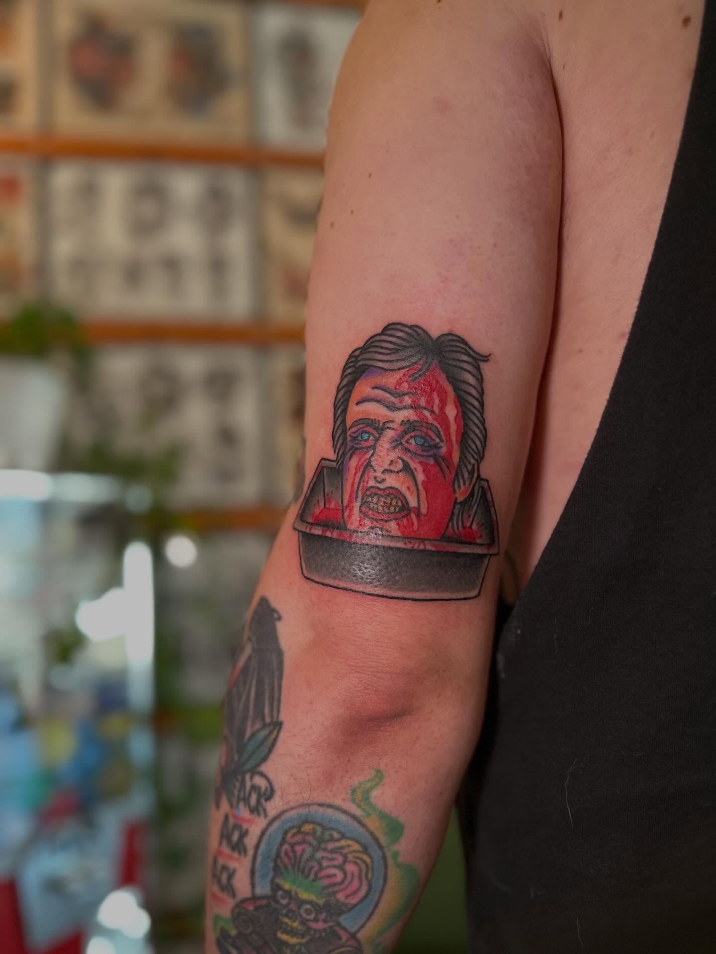 Horror movie character realism tattoo on the forearm by Whitney Creep Tattoos