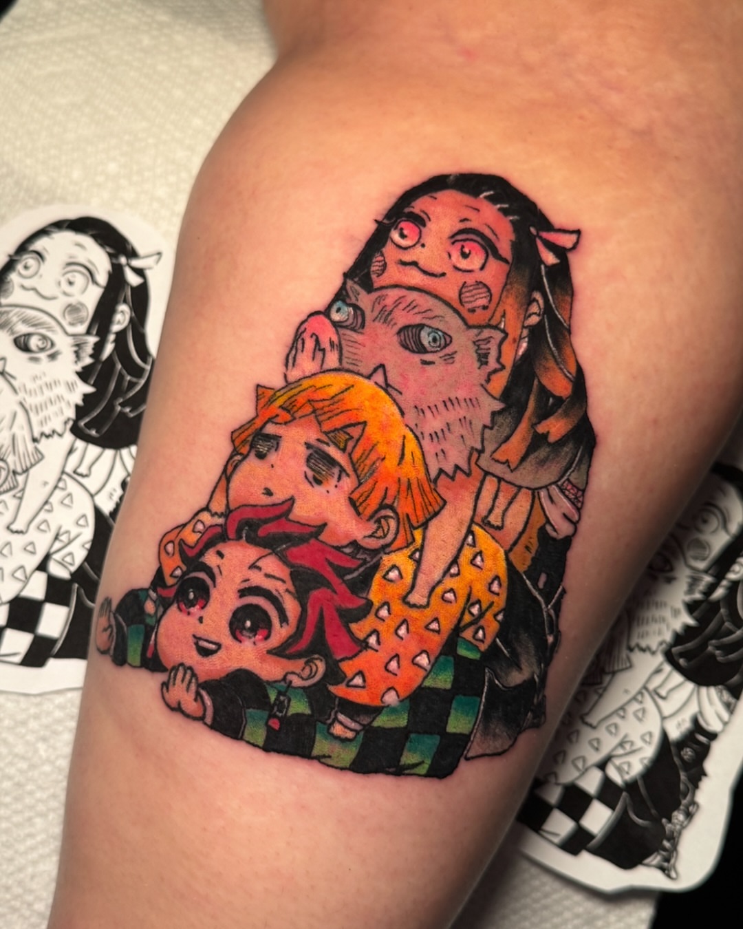 Tattoo by @selena.tattoooss — dotwork, anime