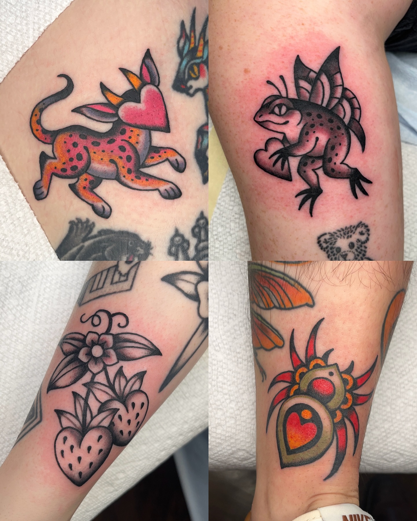Animal heart American traditional tattoo on the forearm by Nat Power