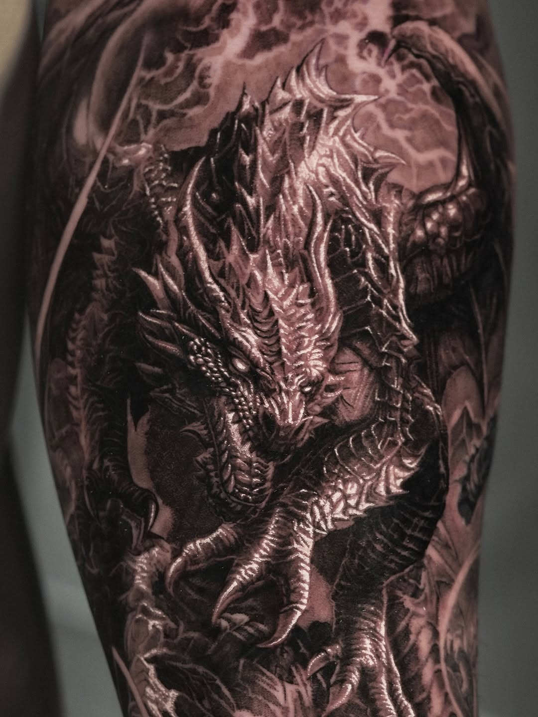 Dragon realism tattoo on the forearm by Sumok Kim