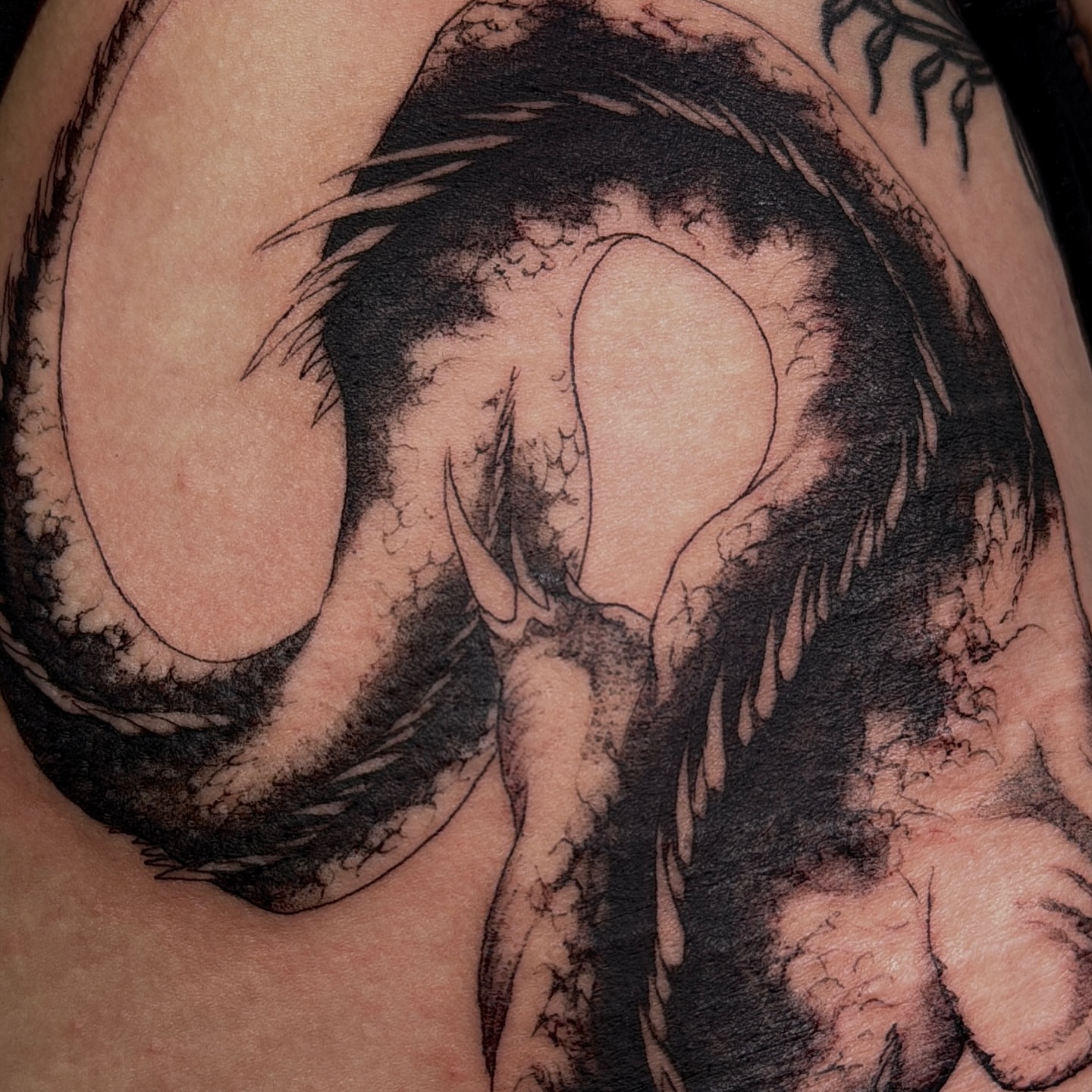 Deer black and grey tattoo on the shoulder by V เผ๏ธ ๐๐๐ญ๐ญ๐จ๐จ ๐๐ซ๐ญ๐ข๐ฌ๐ญ