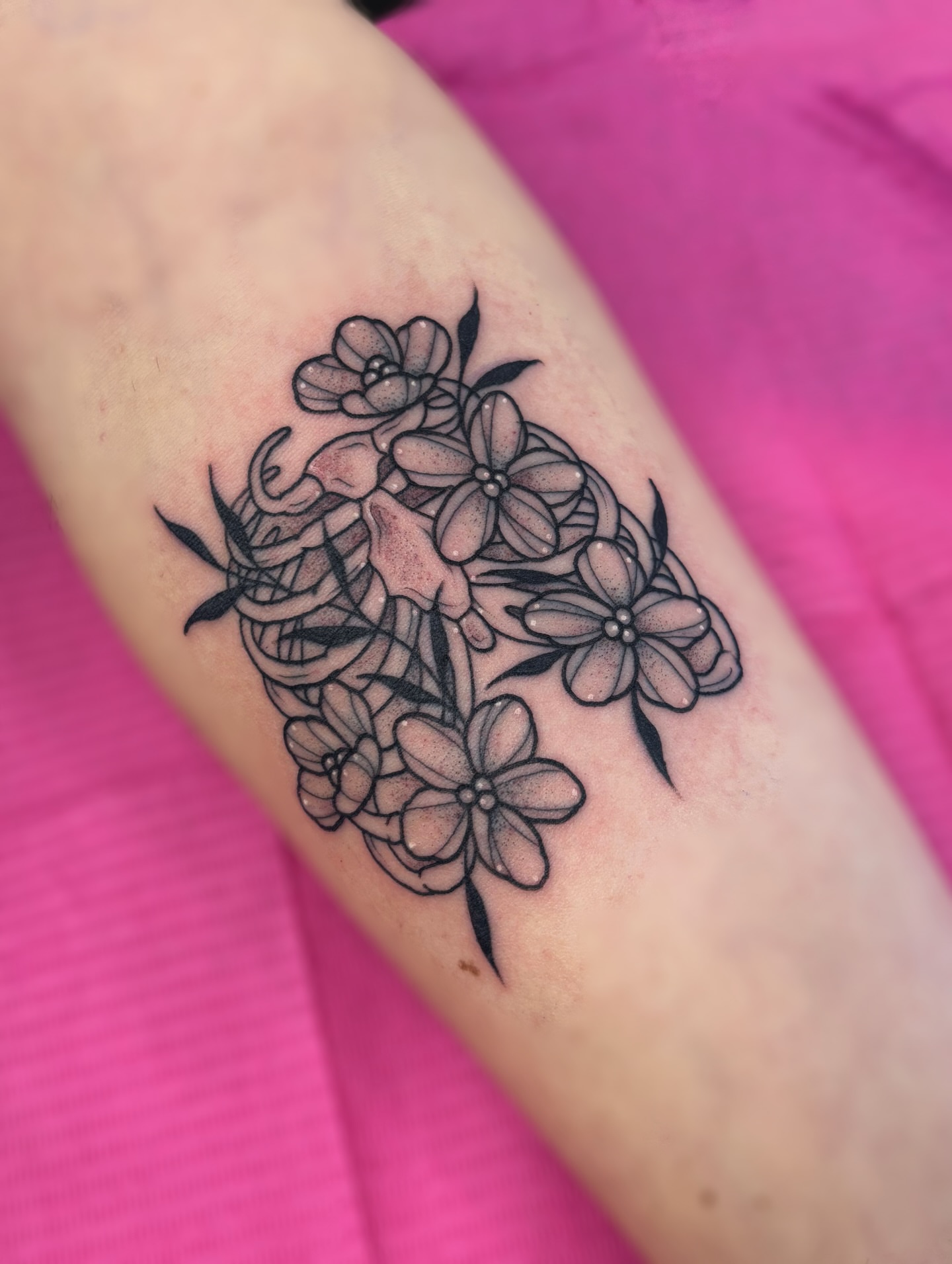 Flowers dotwork tattoo on the forearm by ✿ sadie winter ✿