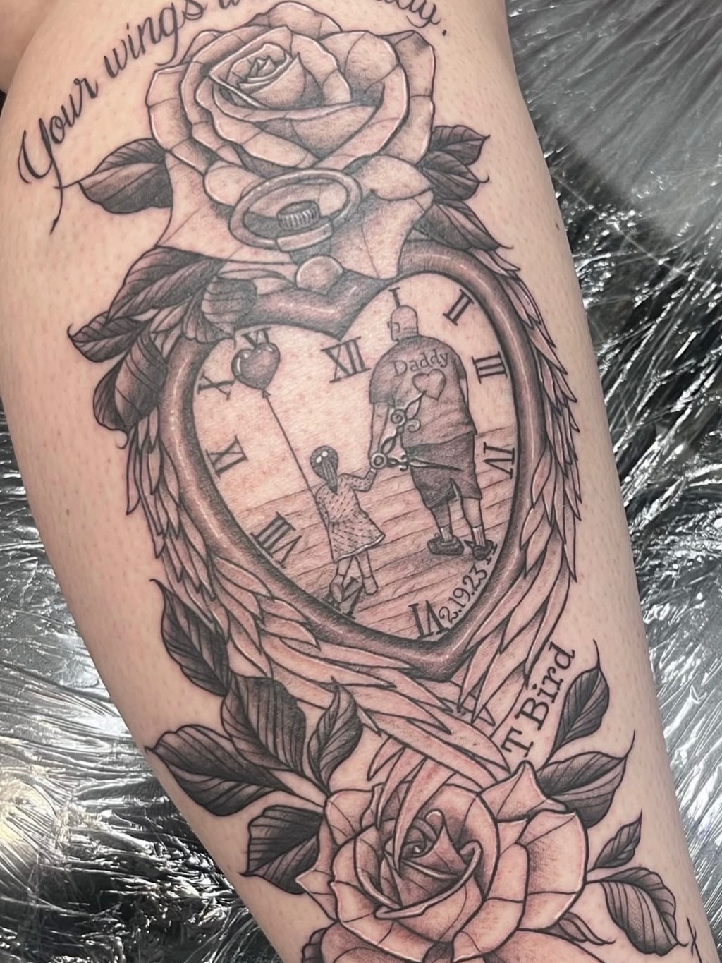 Tattoo by @inkbykg — black_and_grey, realism