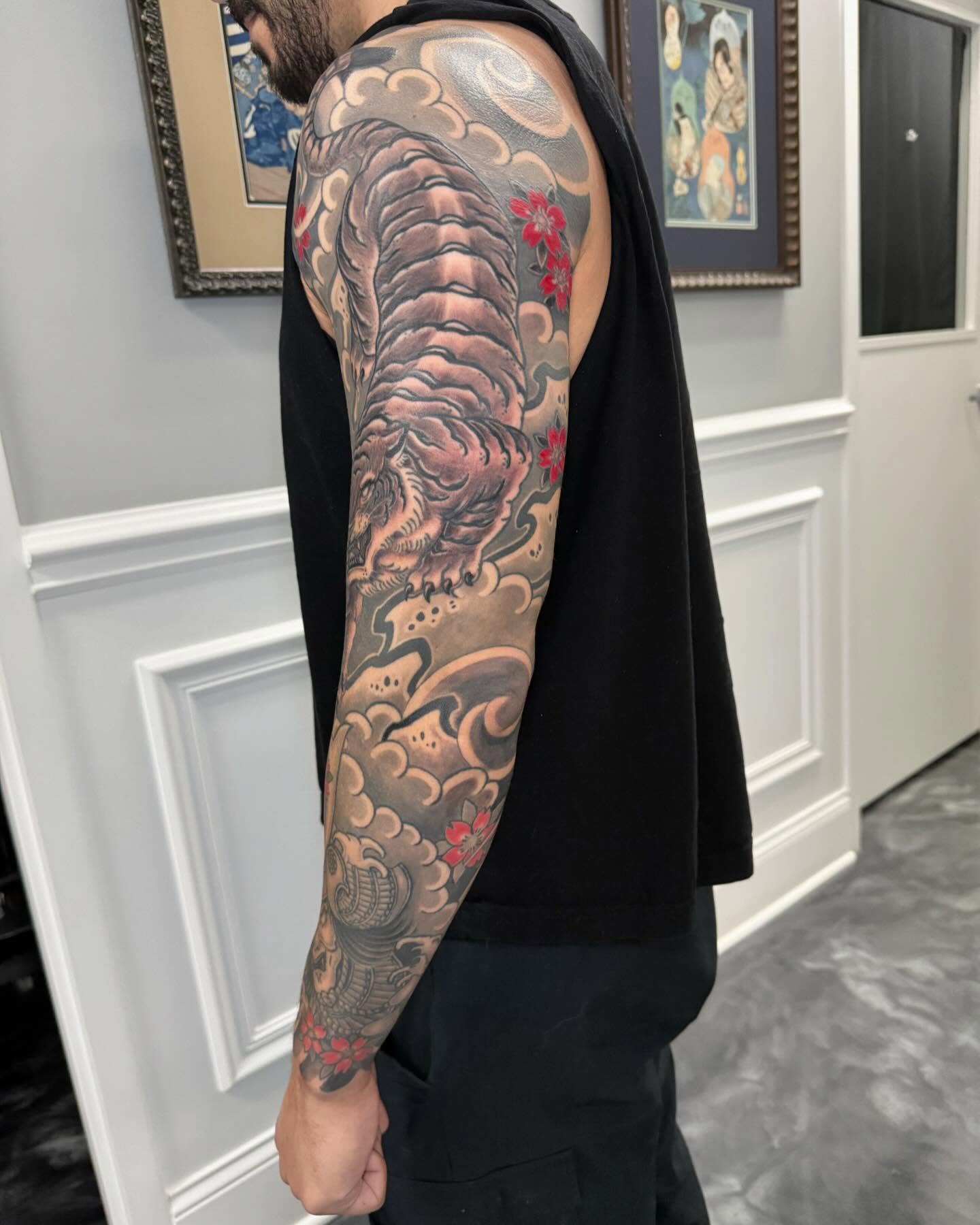 Tattoo by @mekong_lotus — japanese_irezumi, dotwork