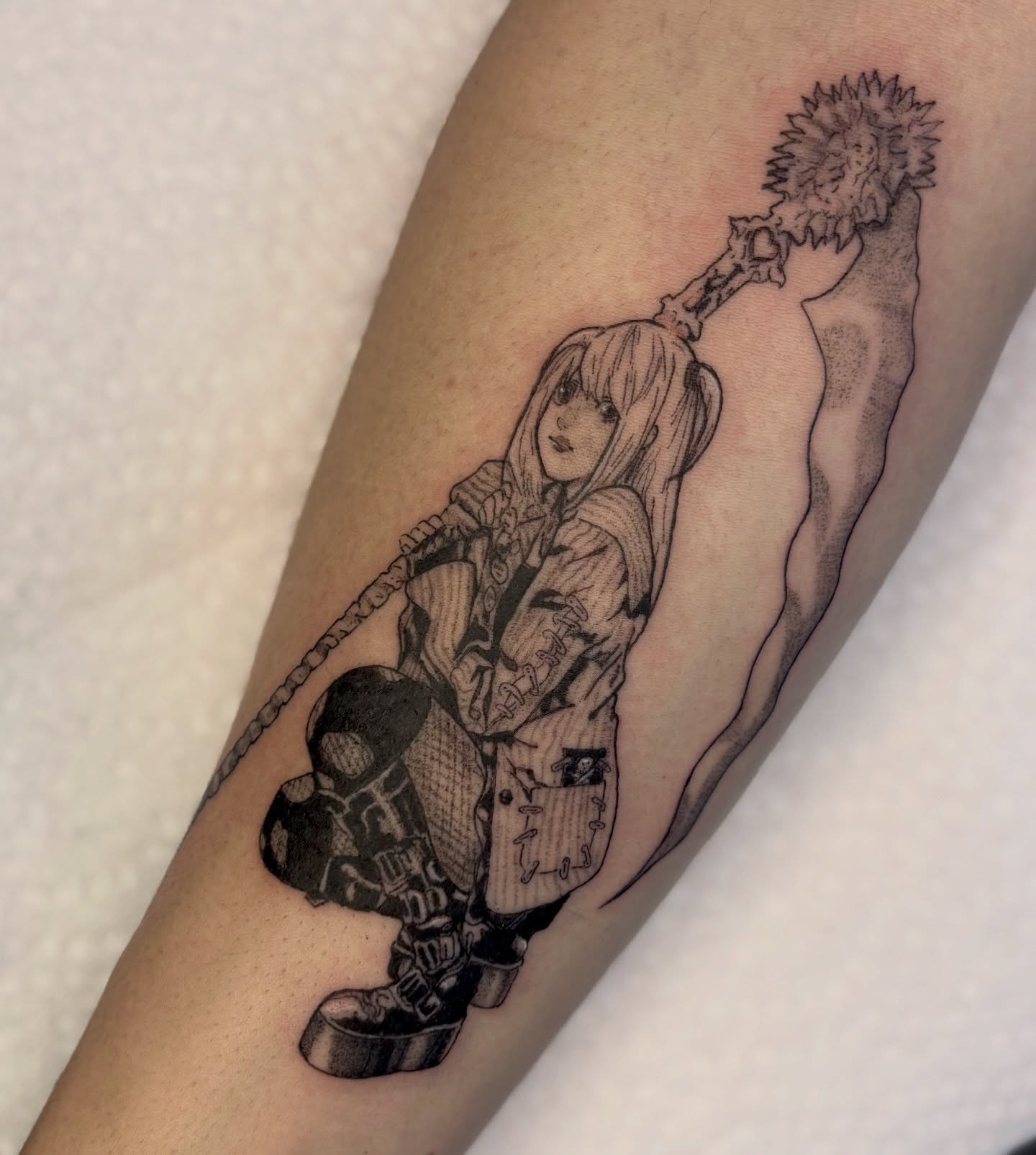 Tattoo by @neciatattoo — anime, dotwork