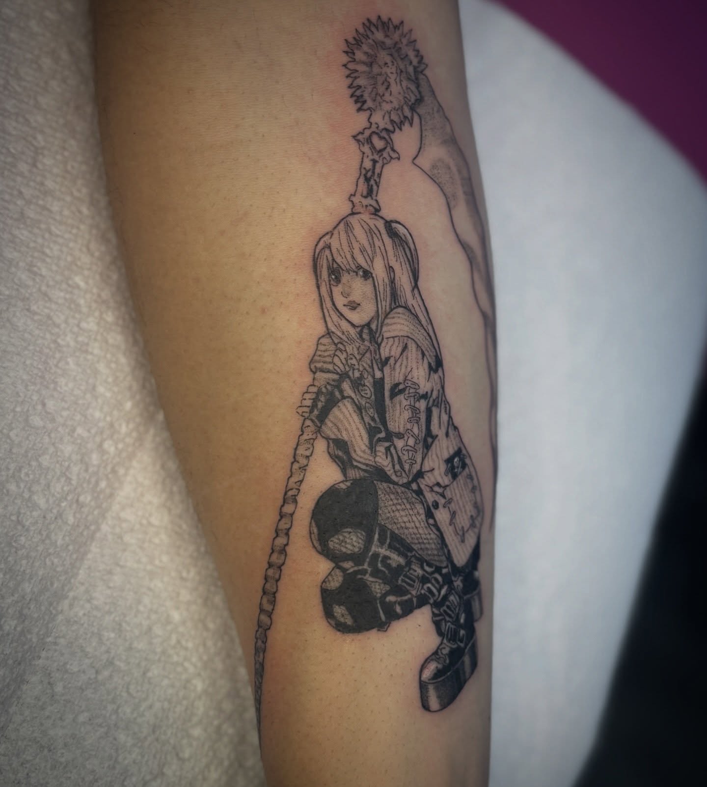 Tattoo by @neciatattoo — anime, black_and_grey