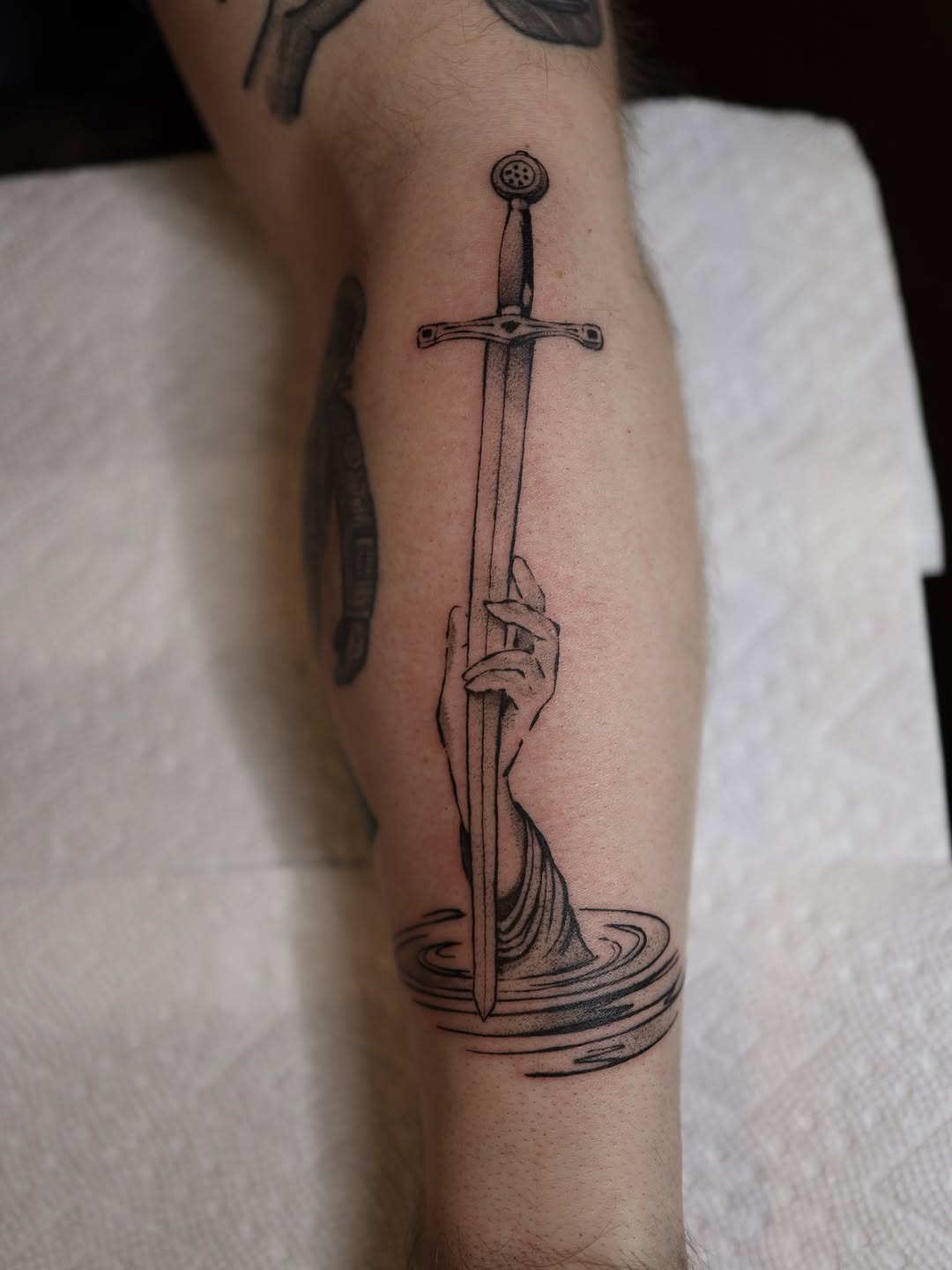 Sketch tattoo on the forearm by morgan purcey