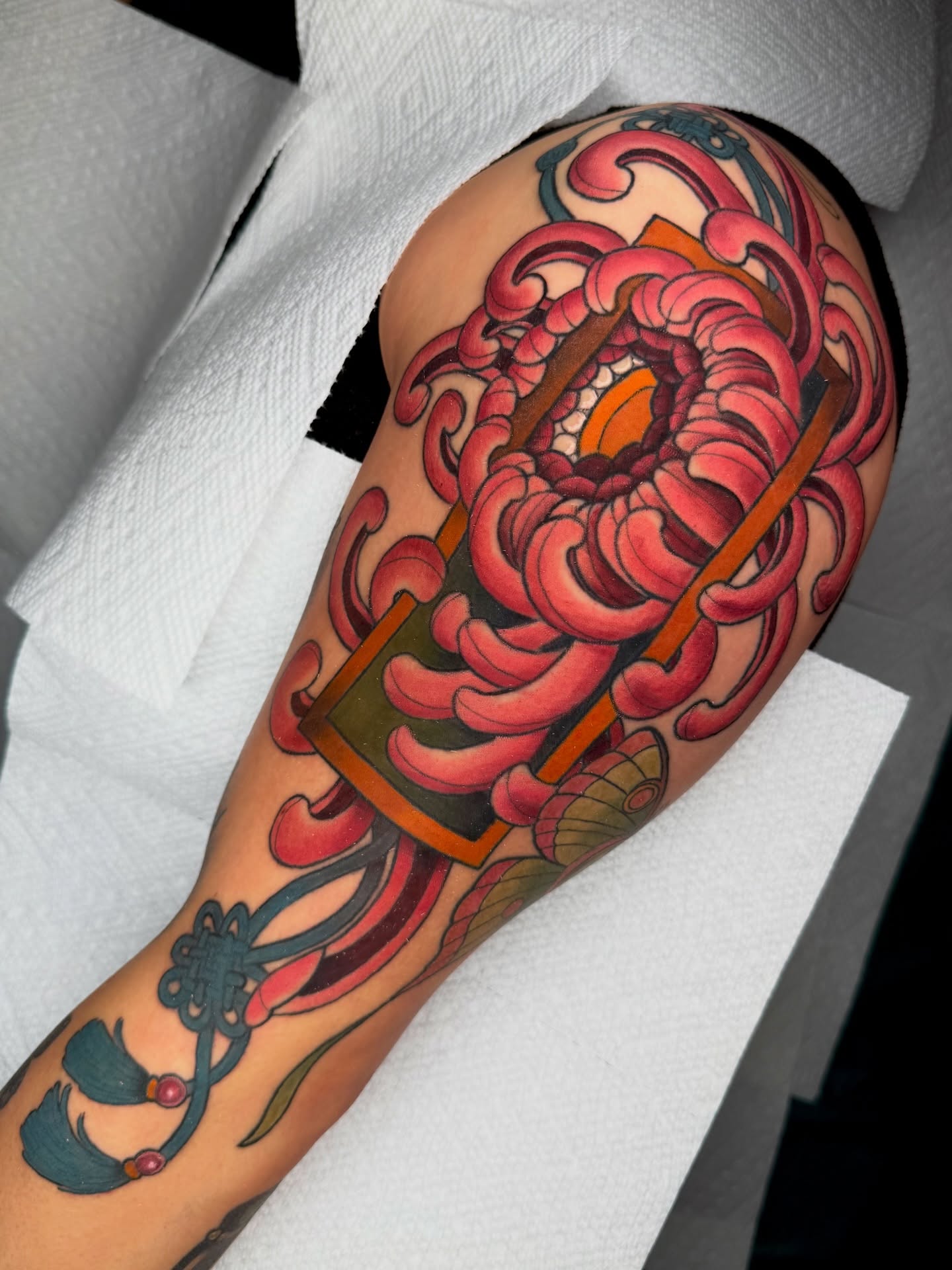 Tattoo by @untoldbywhom — american_traditional, geometric