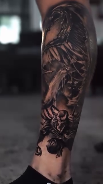 Venom and Carnage realism tattoo by Daniel Gonzalez