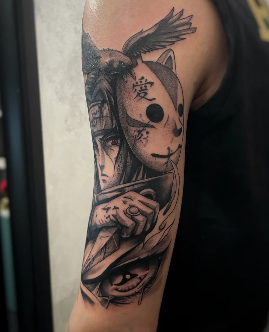 Anime character anime tattoo on the forearm by Blot_Tattoo