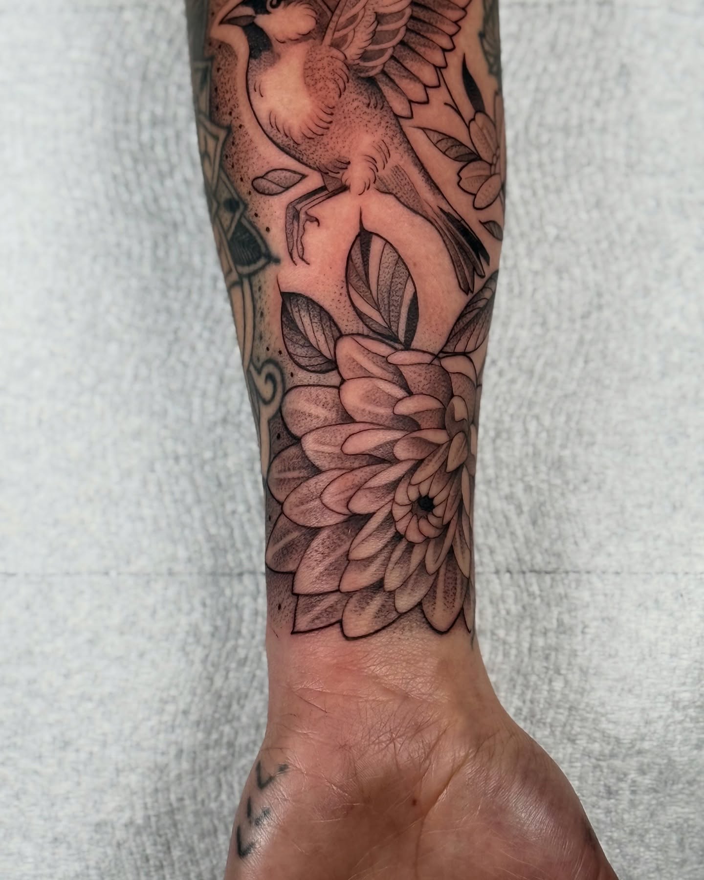 Tattoo by @milesromerotattoos — dotwork, realism