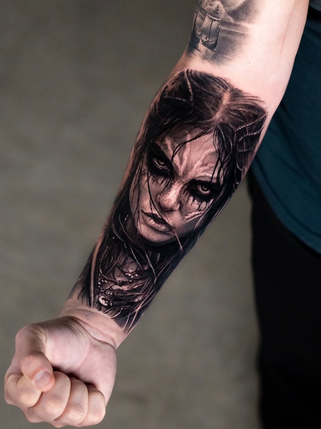 Tattoo by @davidbaenatattoo — realism, black_and_grey