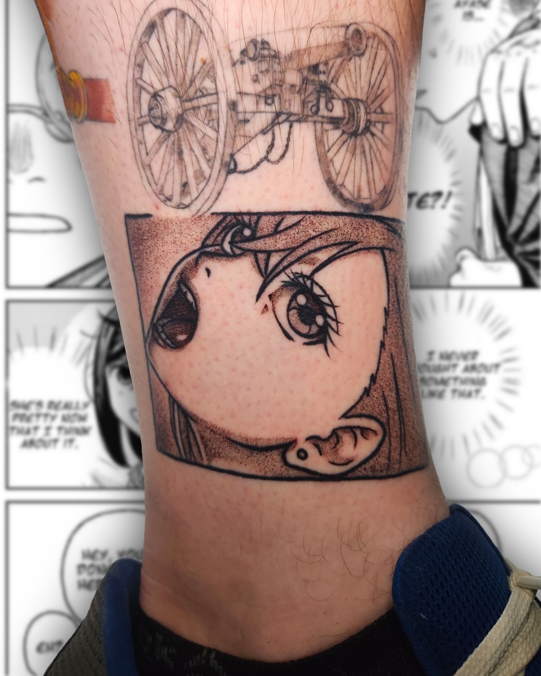 Tattoo by @narliehoodman — dotwork, anime