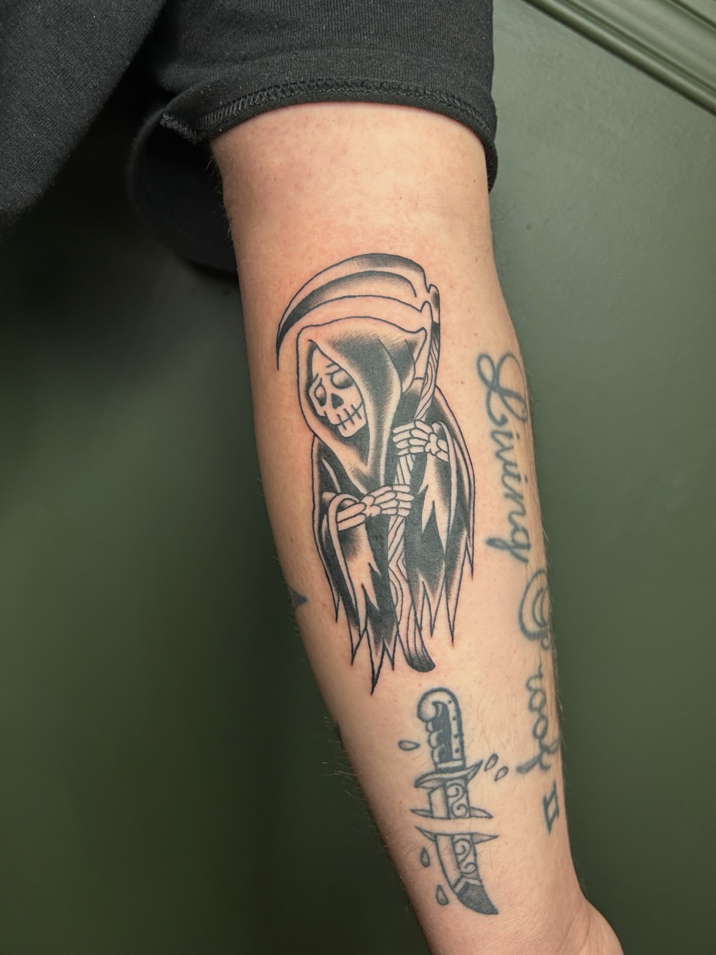 Tattoo by @sumtimesipaint — black_and_grey