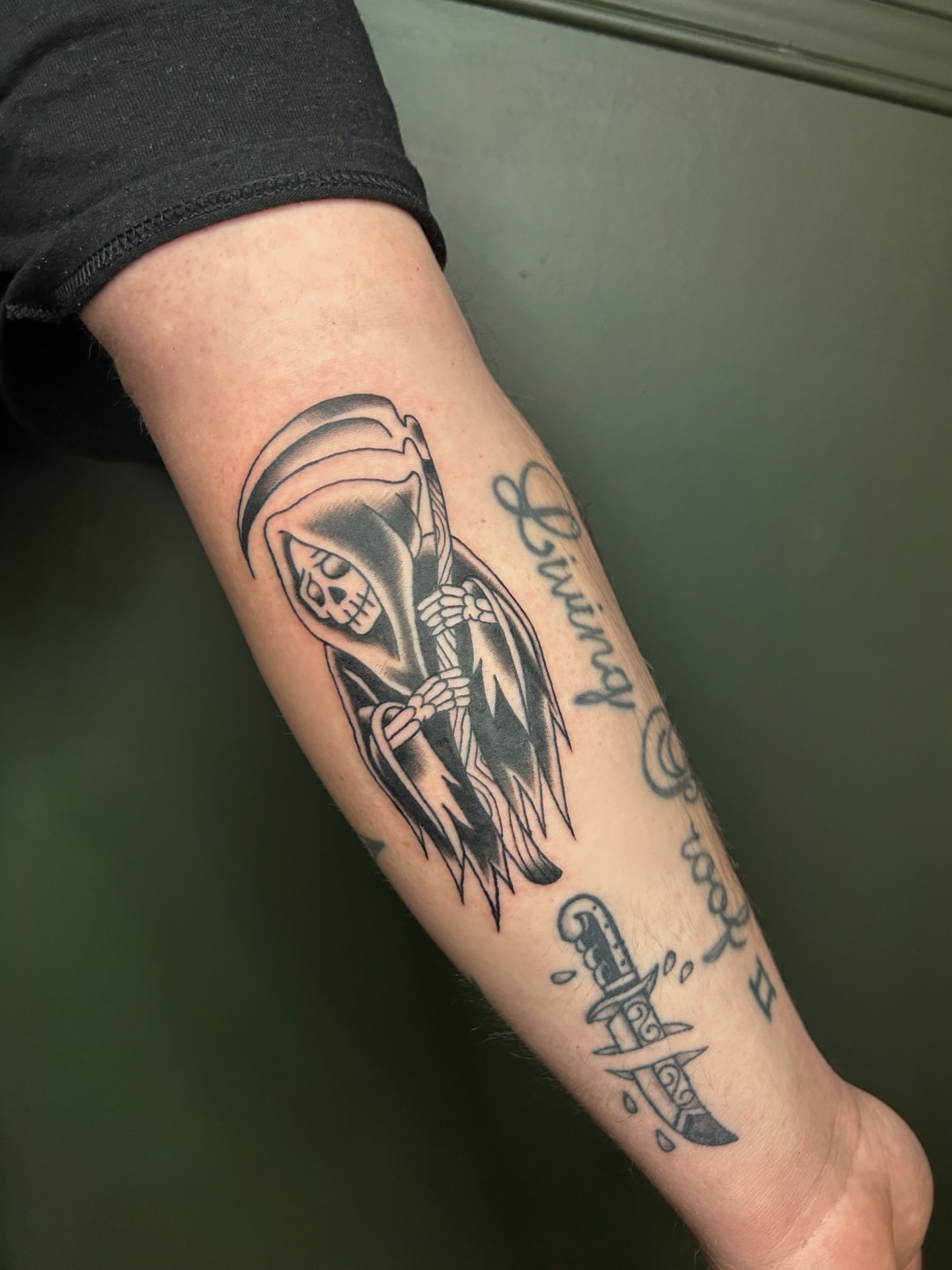 Tattoo by @sumtimesipaint — black_and_grey