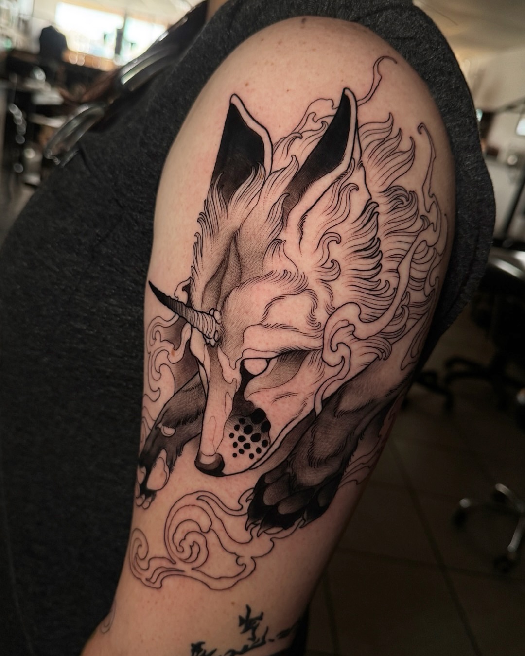 Tattoo by @lady.blackwell.tattoos β dotwork, black_and_grey