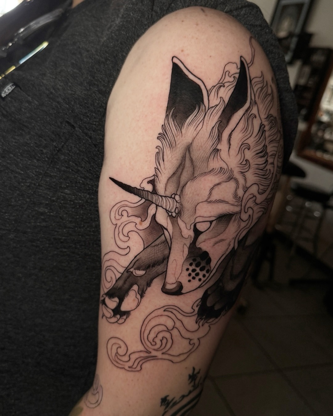 Tattoo by @lady.blackwell.tattoos β dotwork, black_and_grey