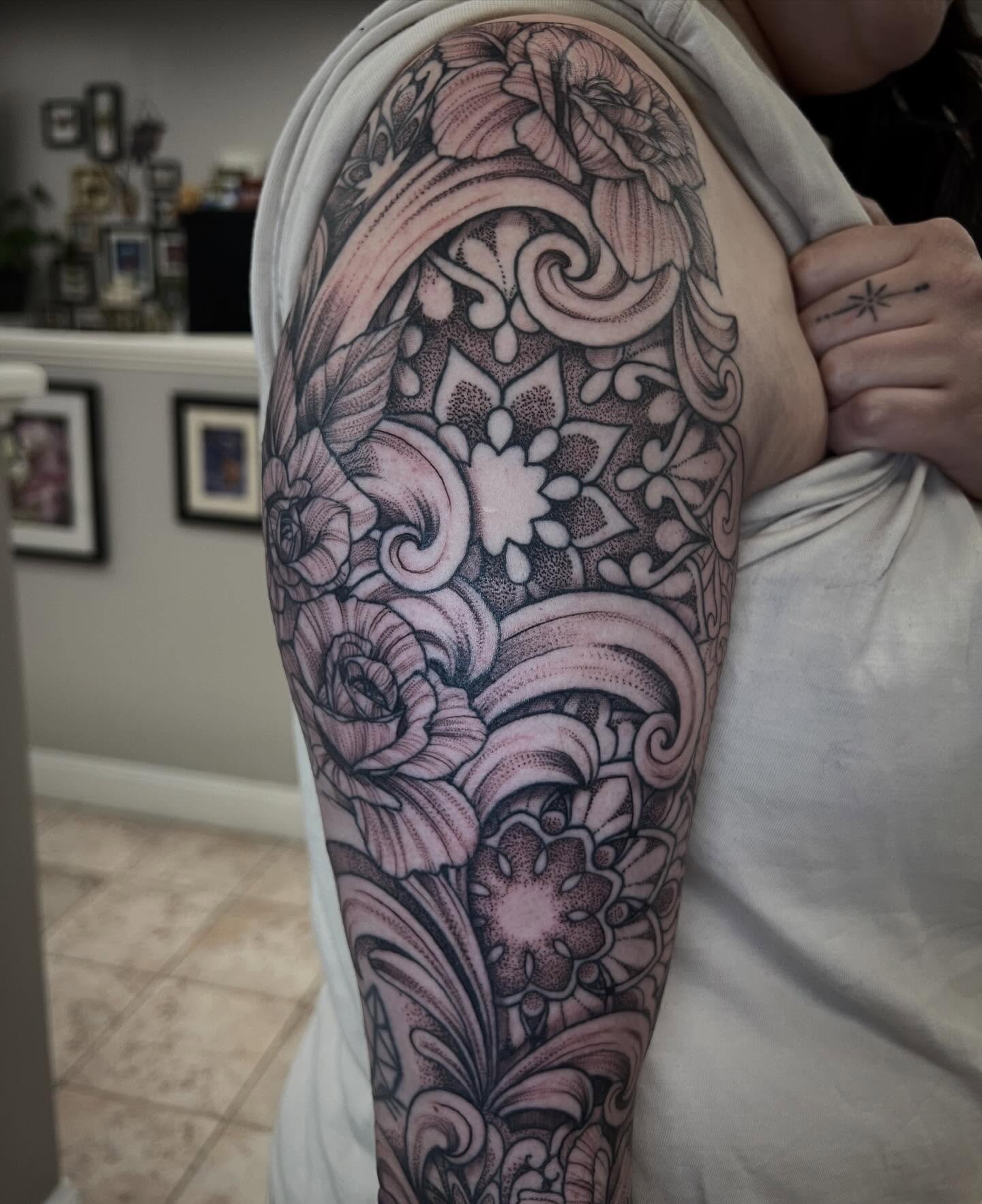 Tattoo by @bridgetpunsalangtattoos — dotwork, ornamental